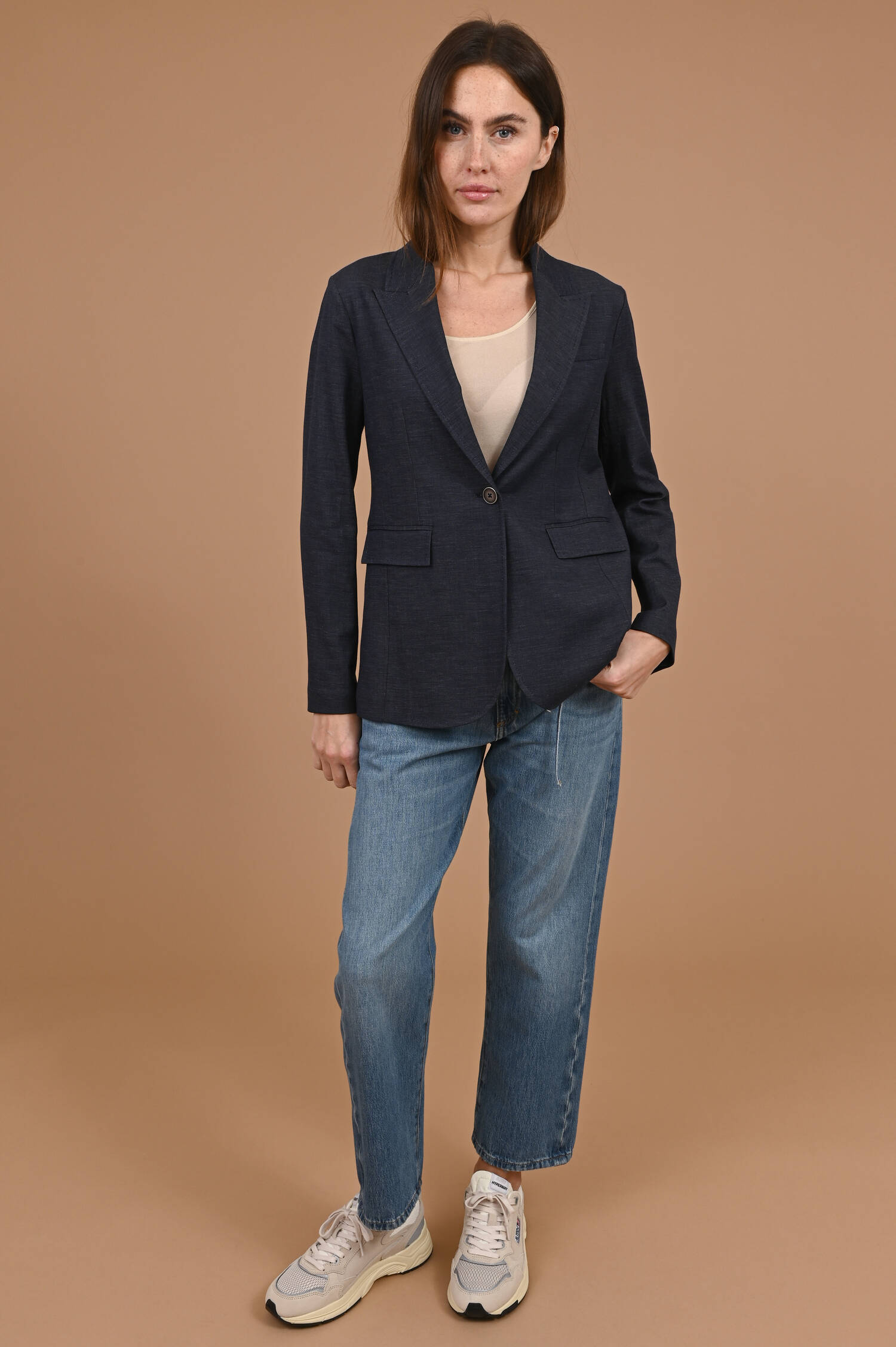 Spitzkragen Blazer in Denimblau Spitzkragen Blazer in Denimblau