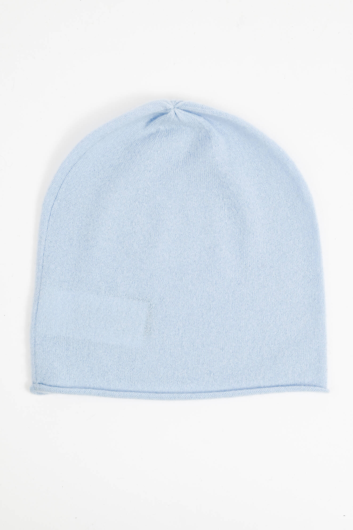 Feinstrick-Mütze mit Rollsaum in Hellblau Feinstrick-Mütze mit Rollsaum in Hellblau