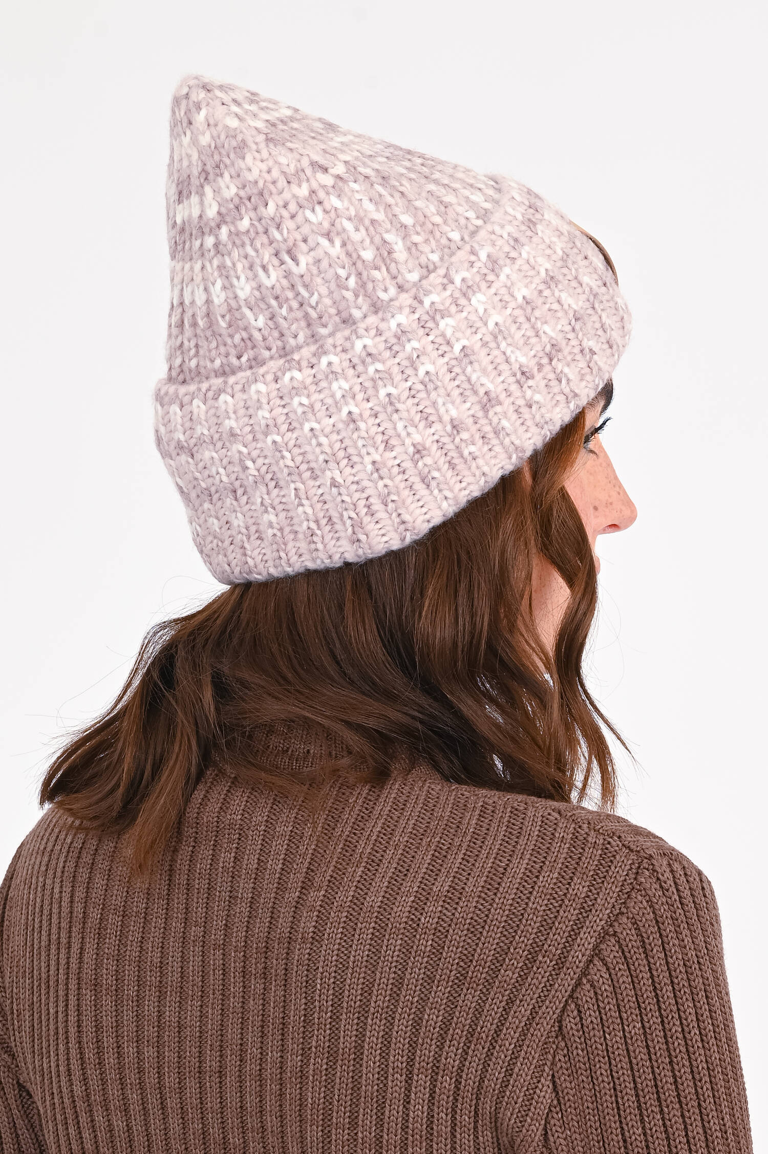 Mütze in Fisherman's Rib in Rosé/Creme Mütze in Fisherman's Rib in Rosé/Creme