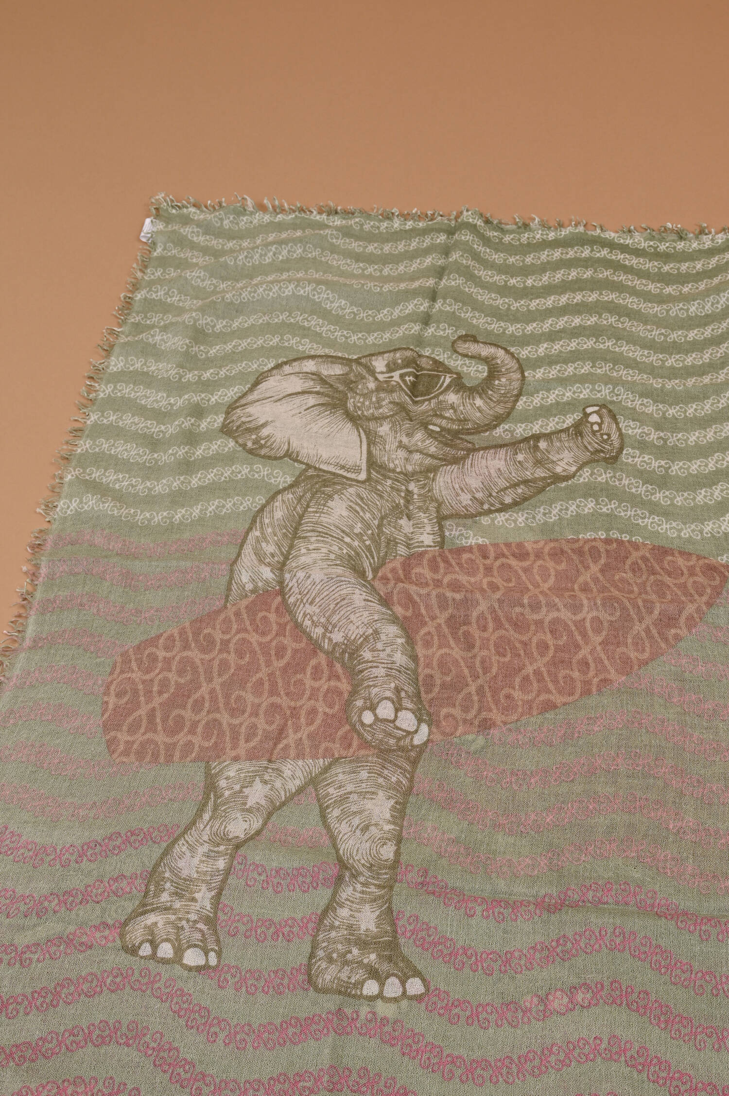 Cashmere-Seiden Mix Schal in Grün gemustert