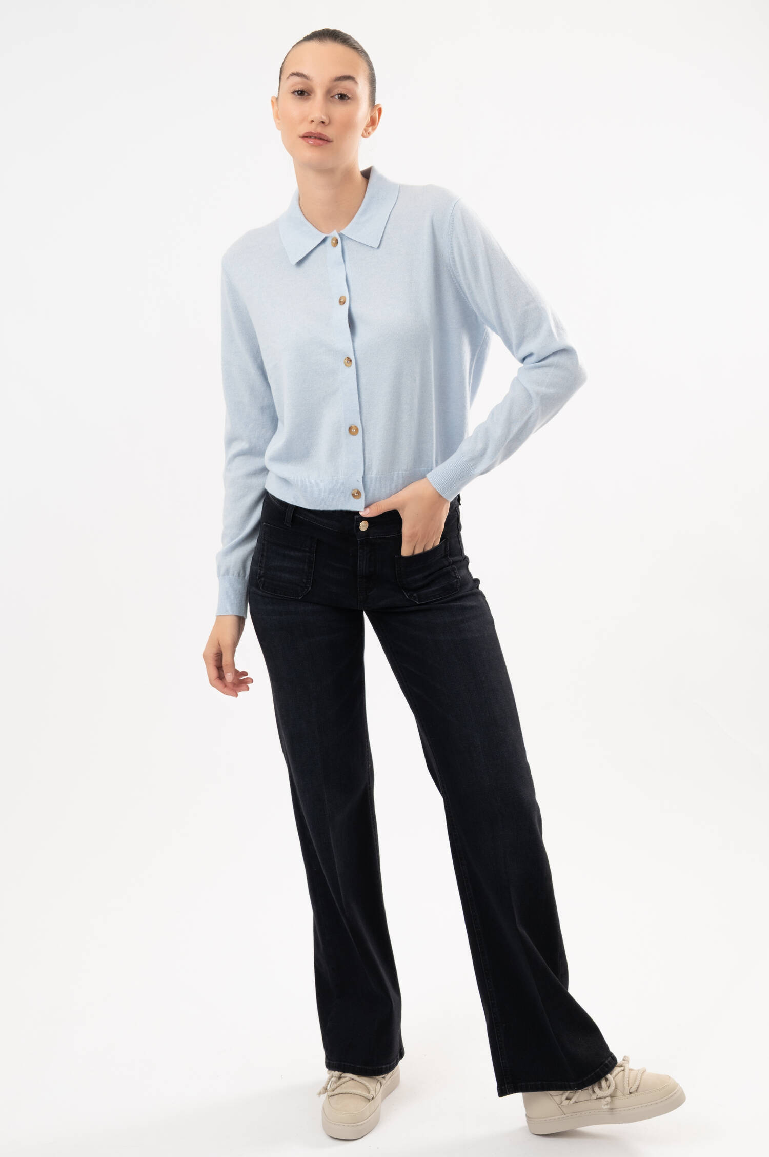 Cashmere-Strickjacke WREXHAM in Hellblau Cashmere-Strickjacke WREXHAM in Hellblau