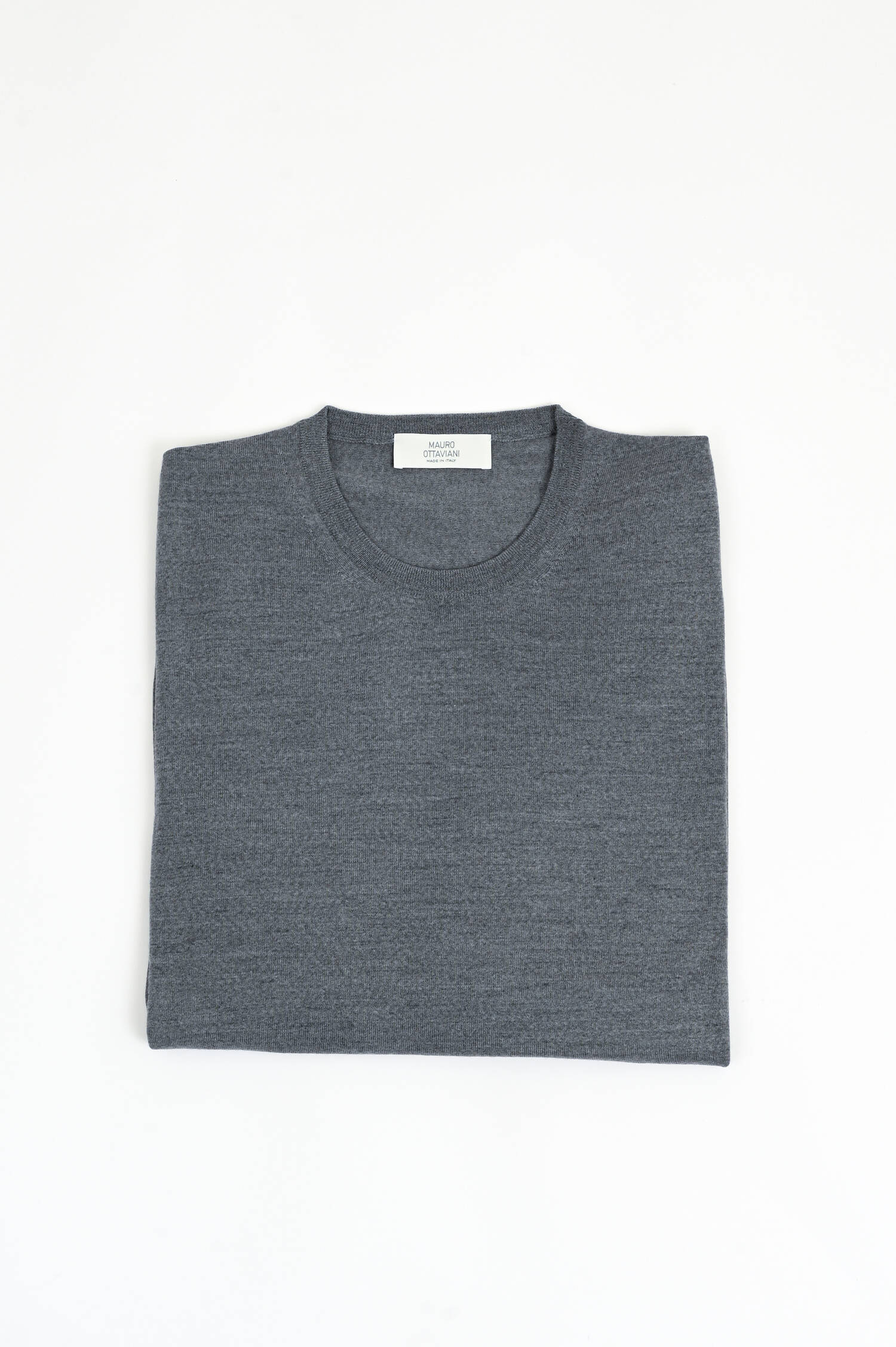 Feinstrick-Pullover aus Merinowolle in Hellgrau