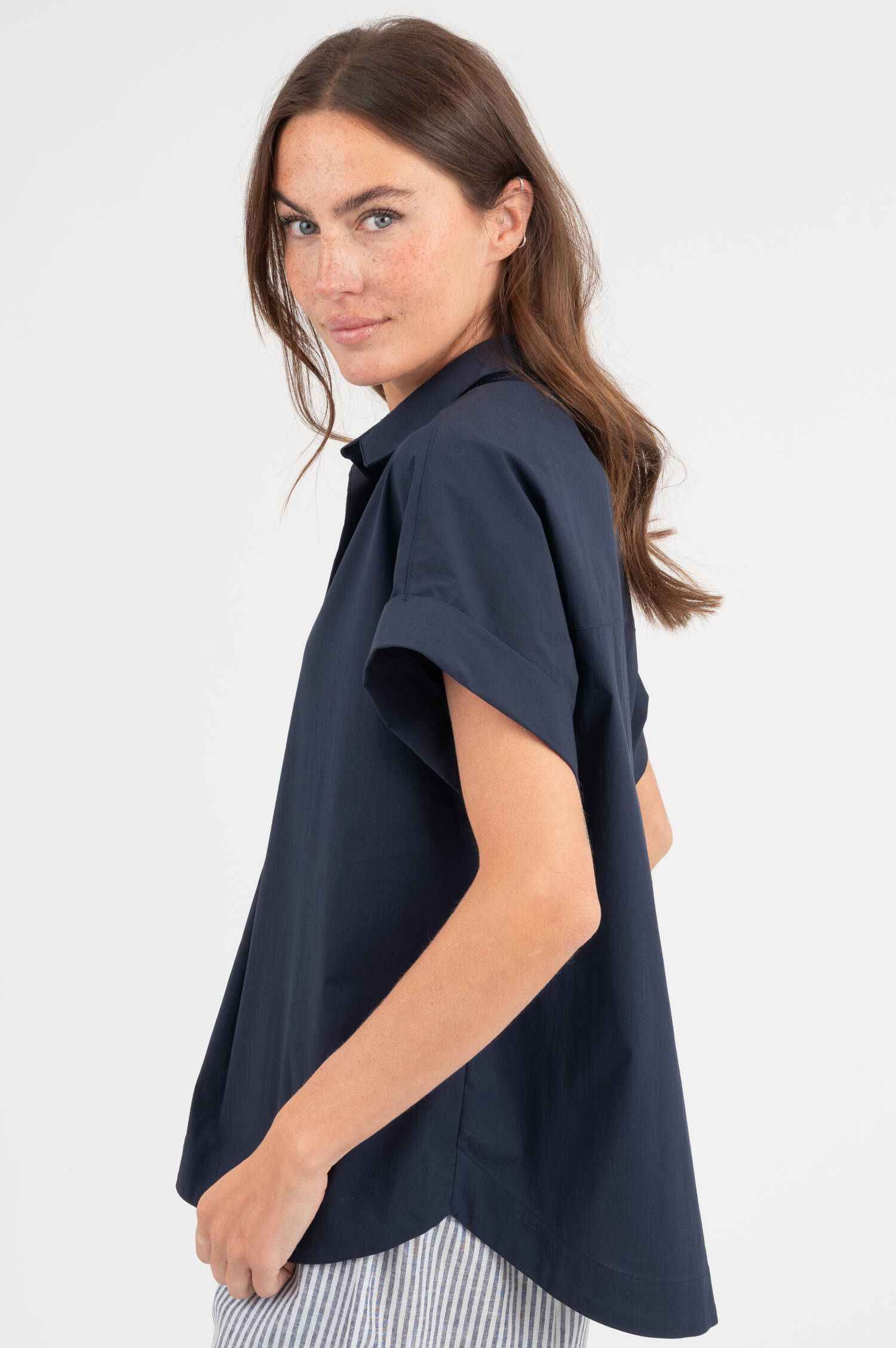 Popeline Bluse in Navy