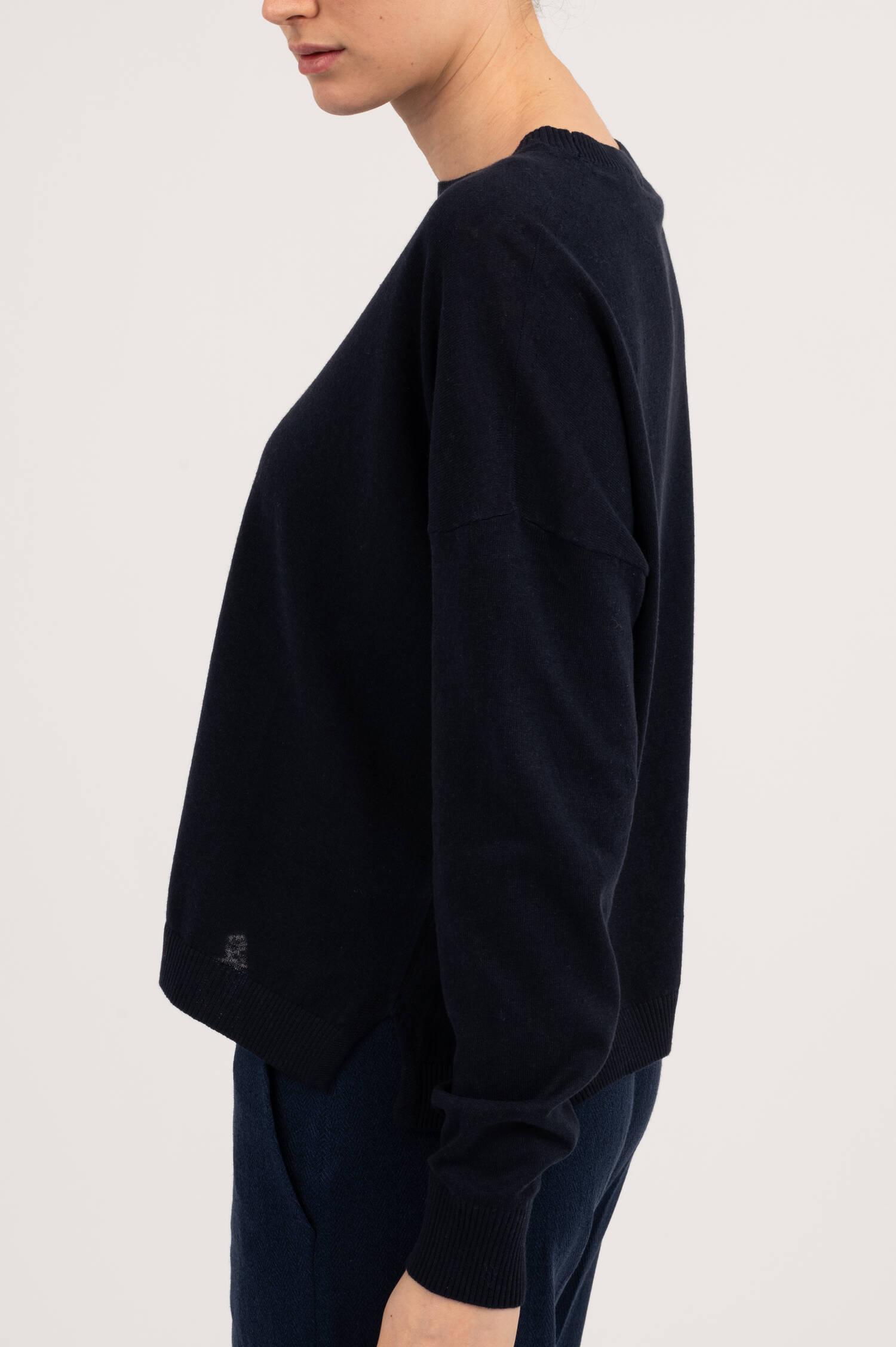 Pullover aus Leinen-Mix in Navy