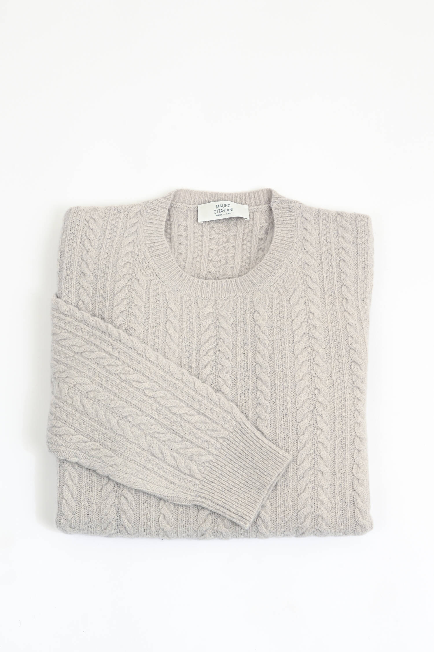 Zopfstrickpullover aus Cashmere-Woll-Mix in Natur
