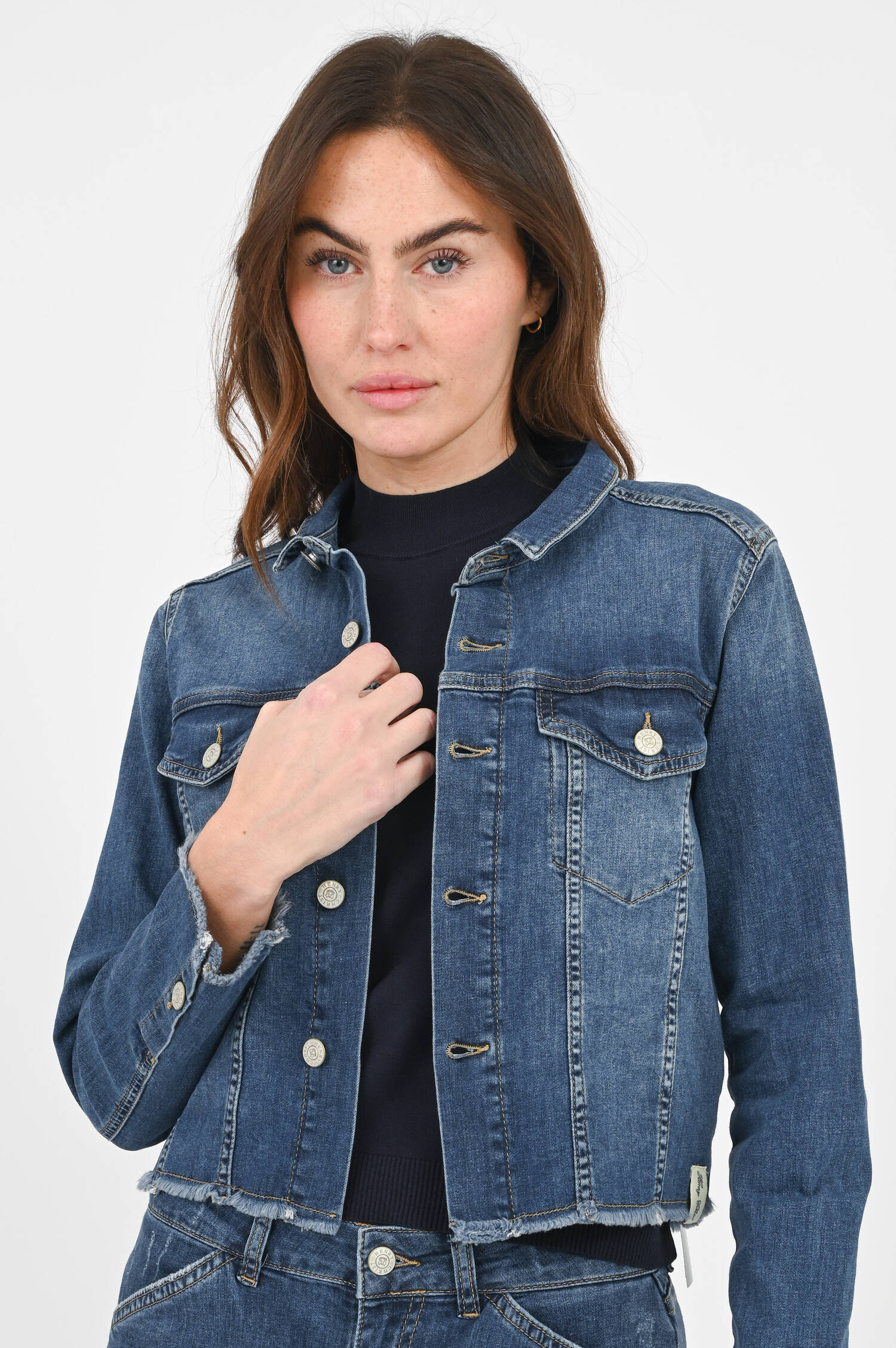 Jeansjacke in Mittelblau 