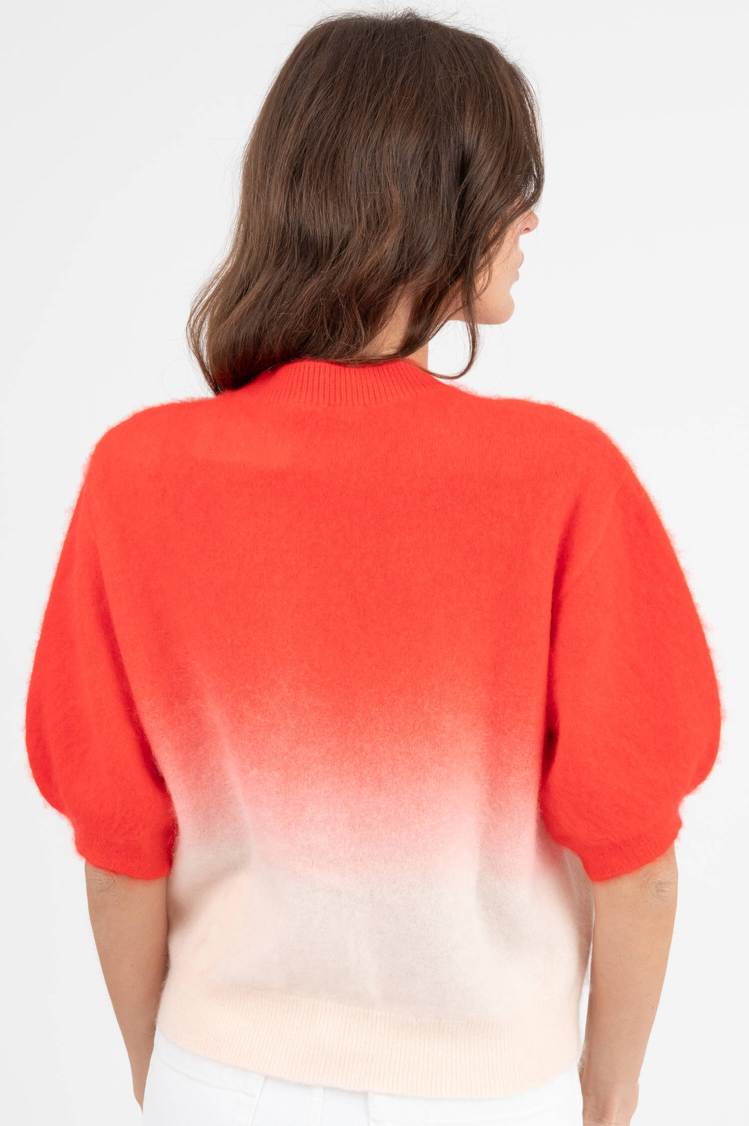 Cashmere-Wolle Cardigan in Rot/Weiß Cashmere-Wolle Cardigan in Rot/Weiß