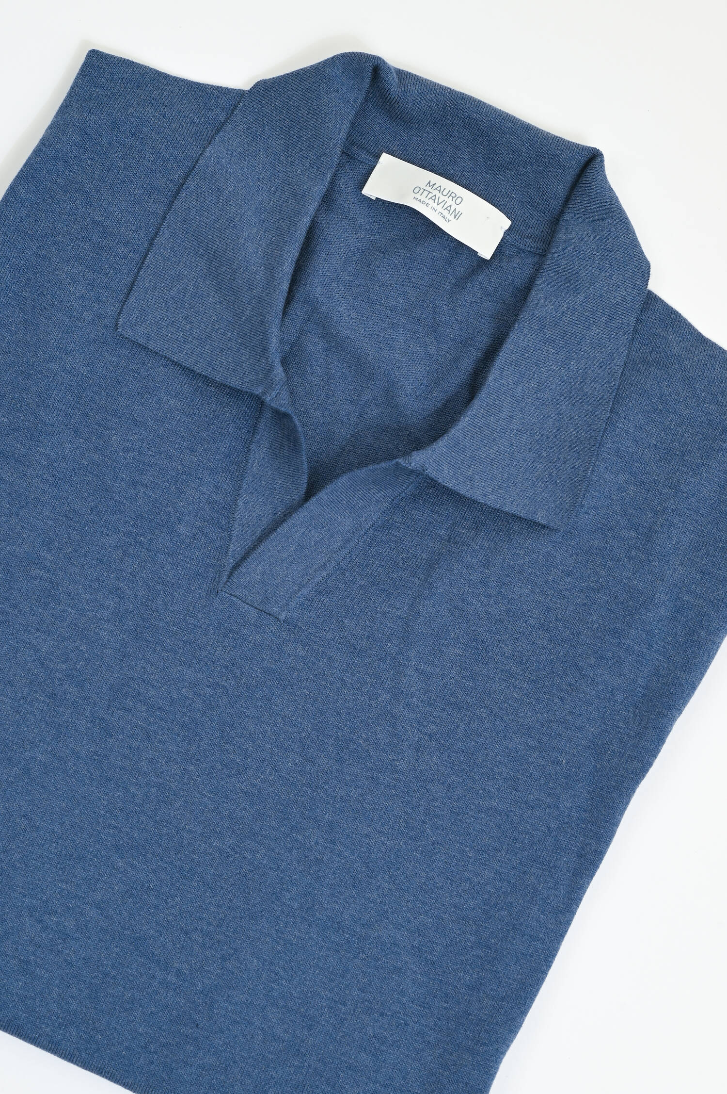 Seiden-Mix Polo-Shirt in Jeansblau