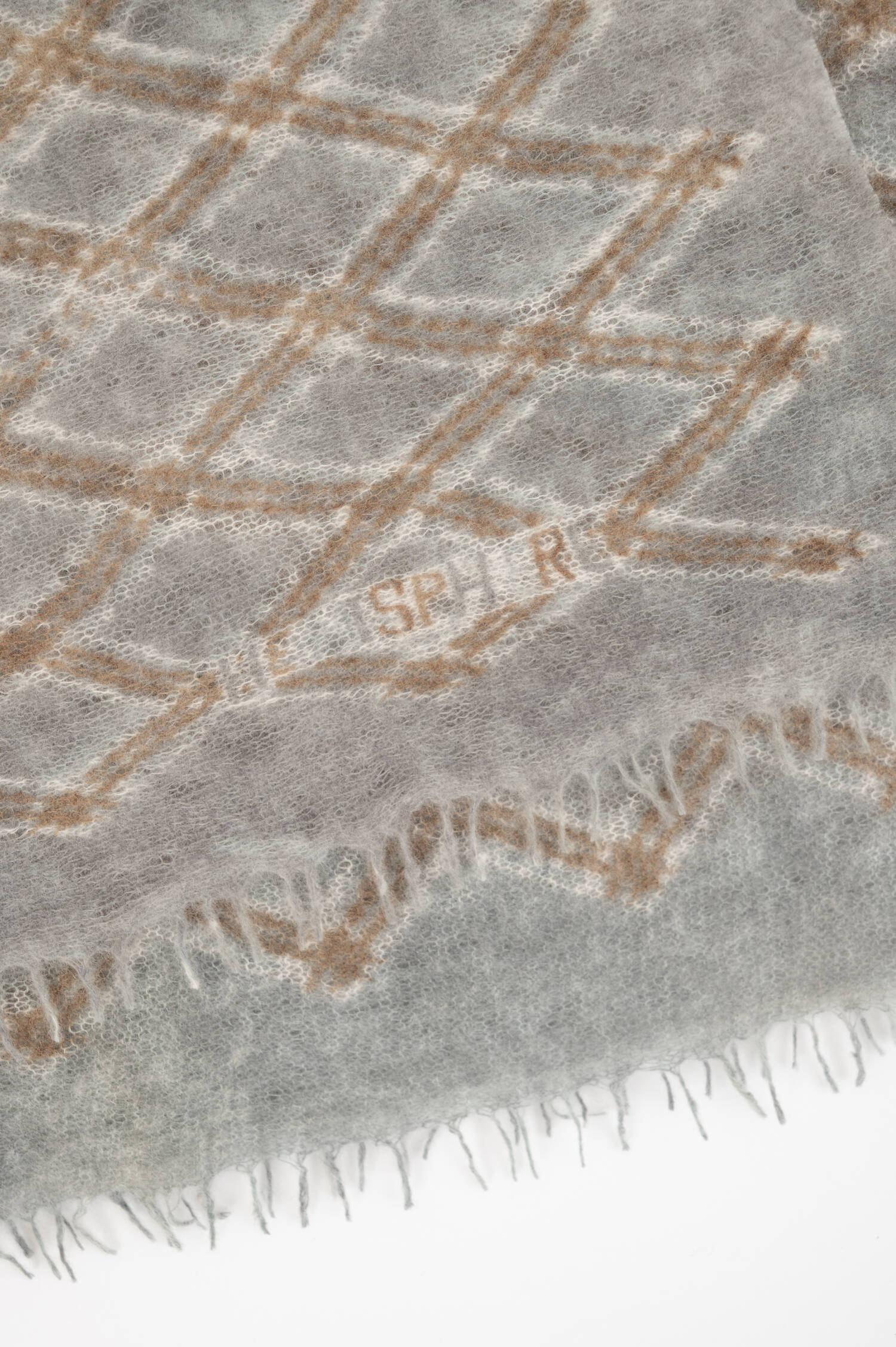 Cashmere-Schal mit Rautenprint in Blau