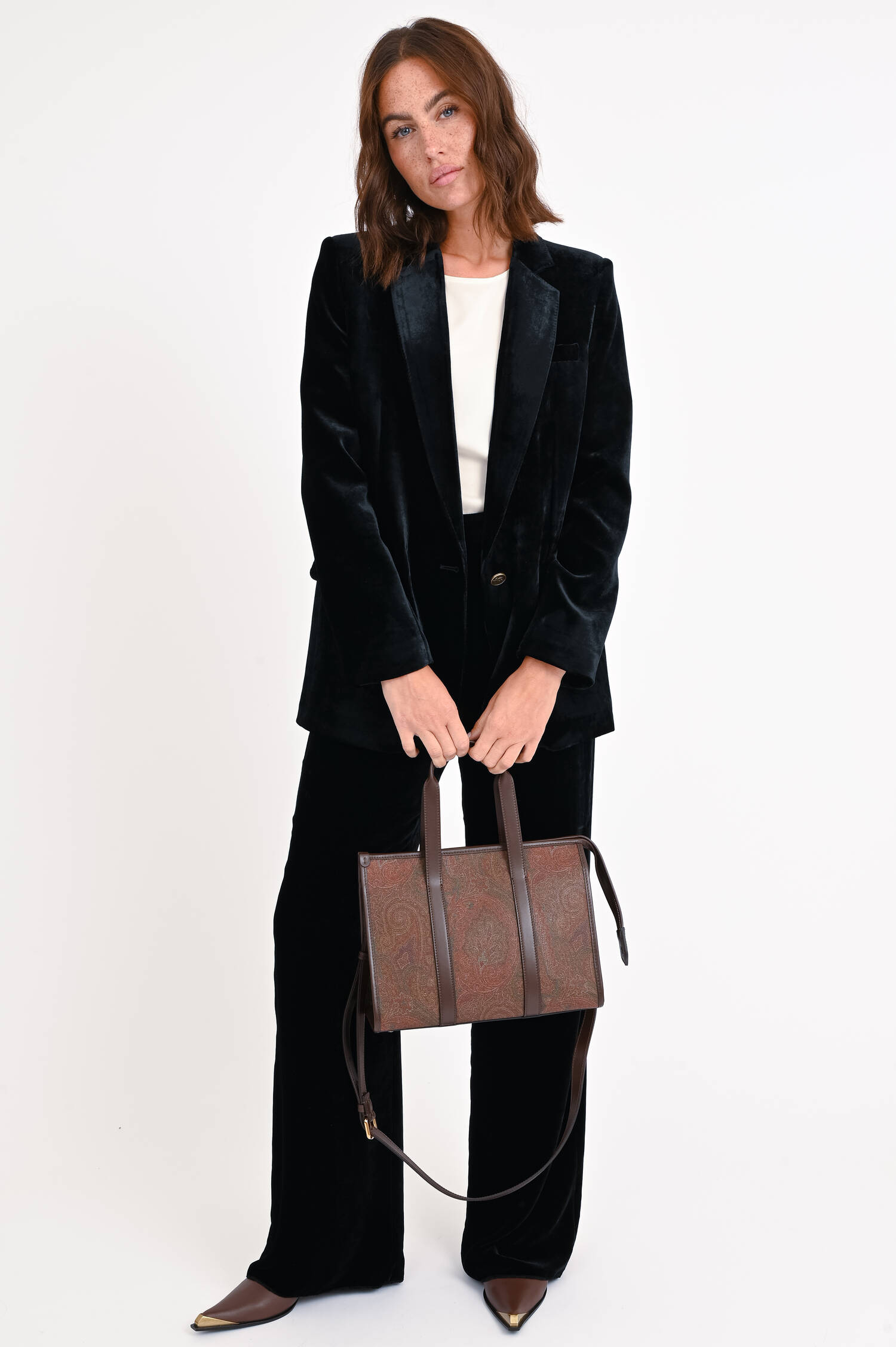 Samthose aus Seide-Mix in Schwarz