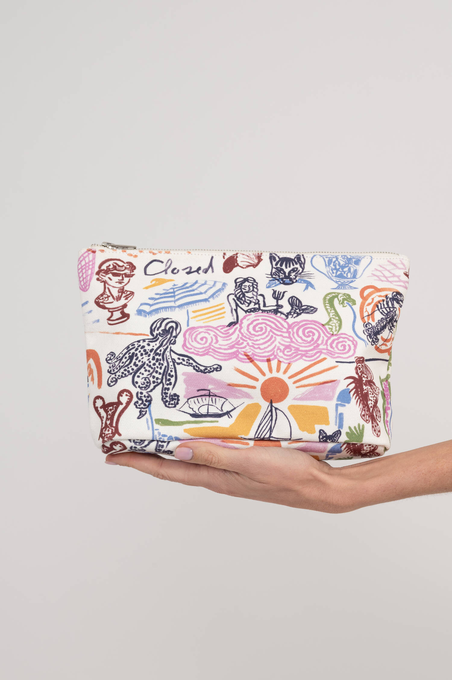 Pouch mit Allover Print in Multicolor