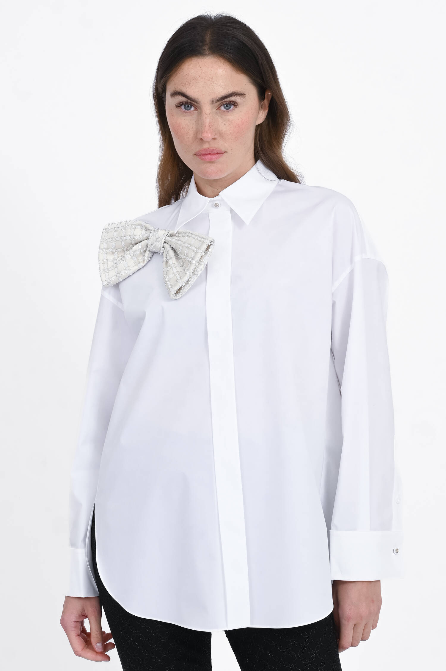 Bluse mit Schleifen-Detail in White Pearl Bluse mit Schleifen-Detail in White Pearl