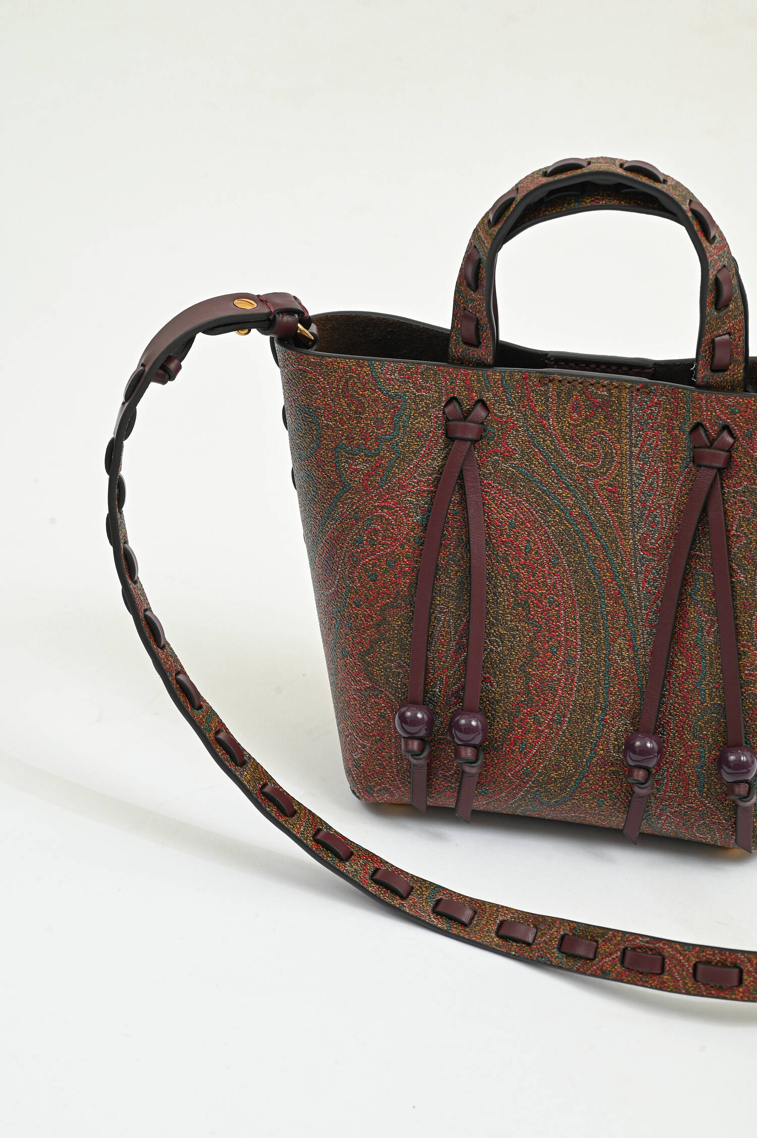 Mini-Shopper mit Paisley-Muster in Braun