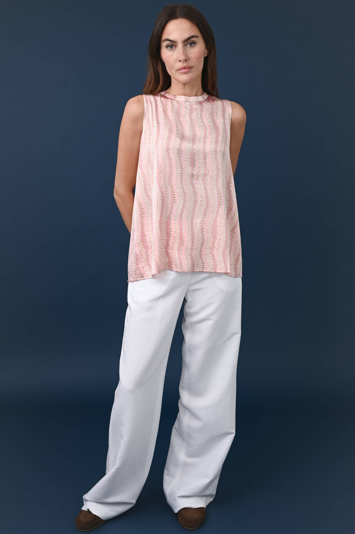 Ärmelloses Top FELANA in Rosa gemustert