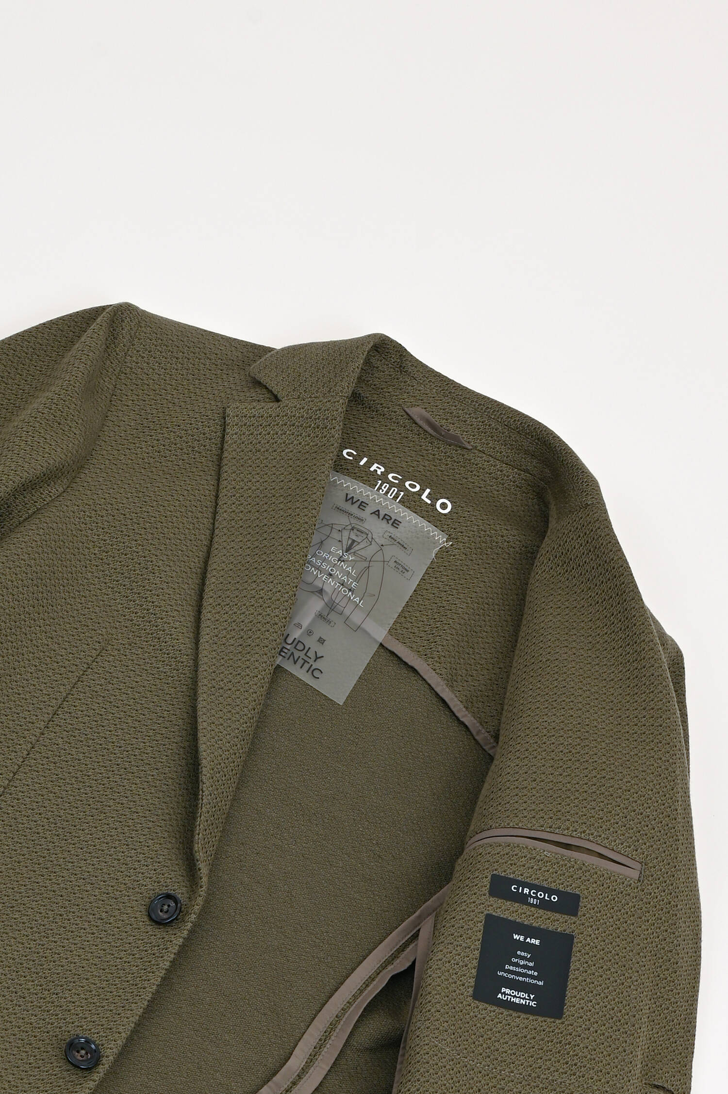 Sakko aus Baumwoll-Leinen-Mix in Khaki