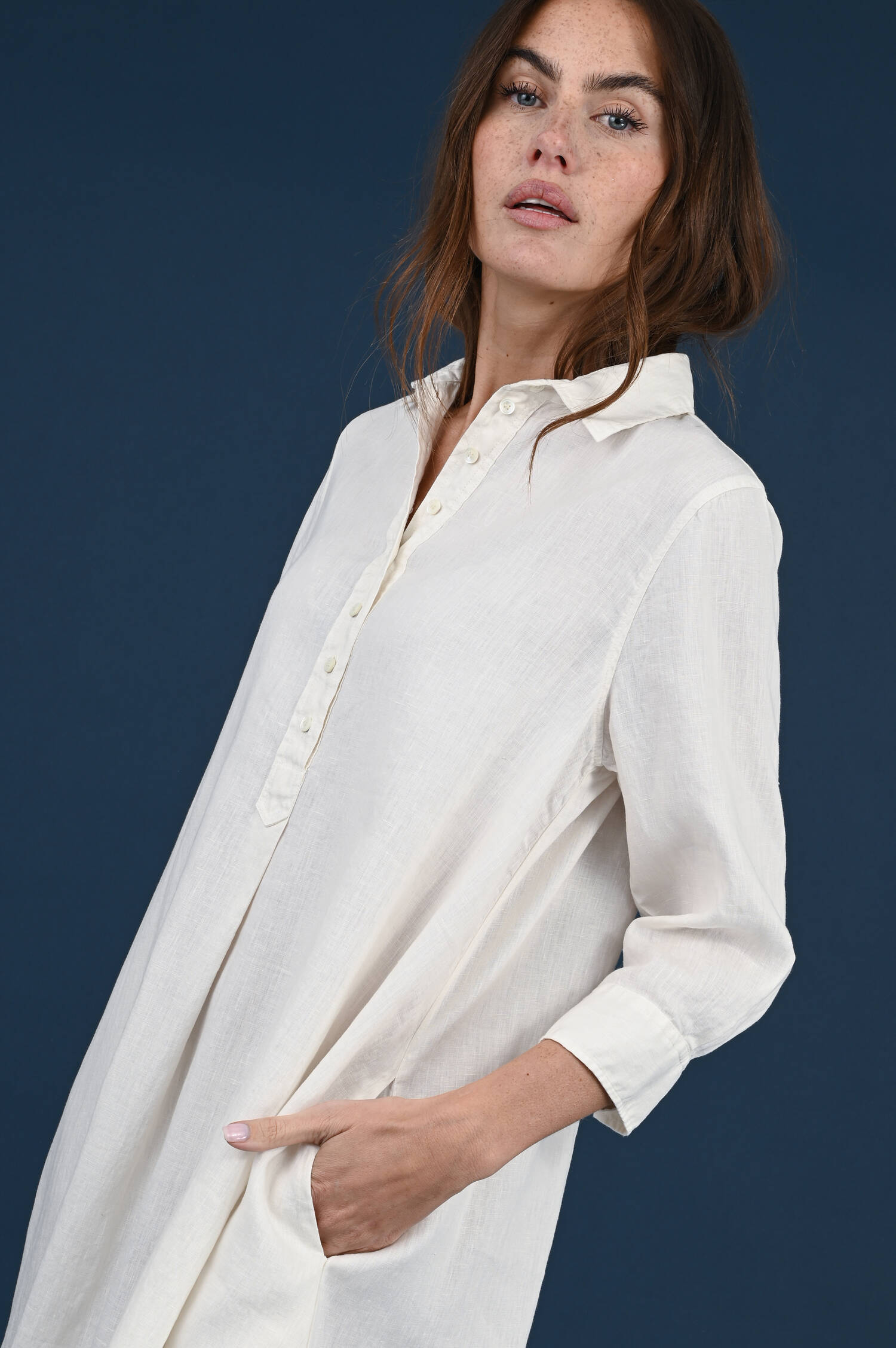 Leinenkleid in Ivorybeige