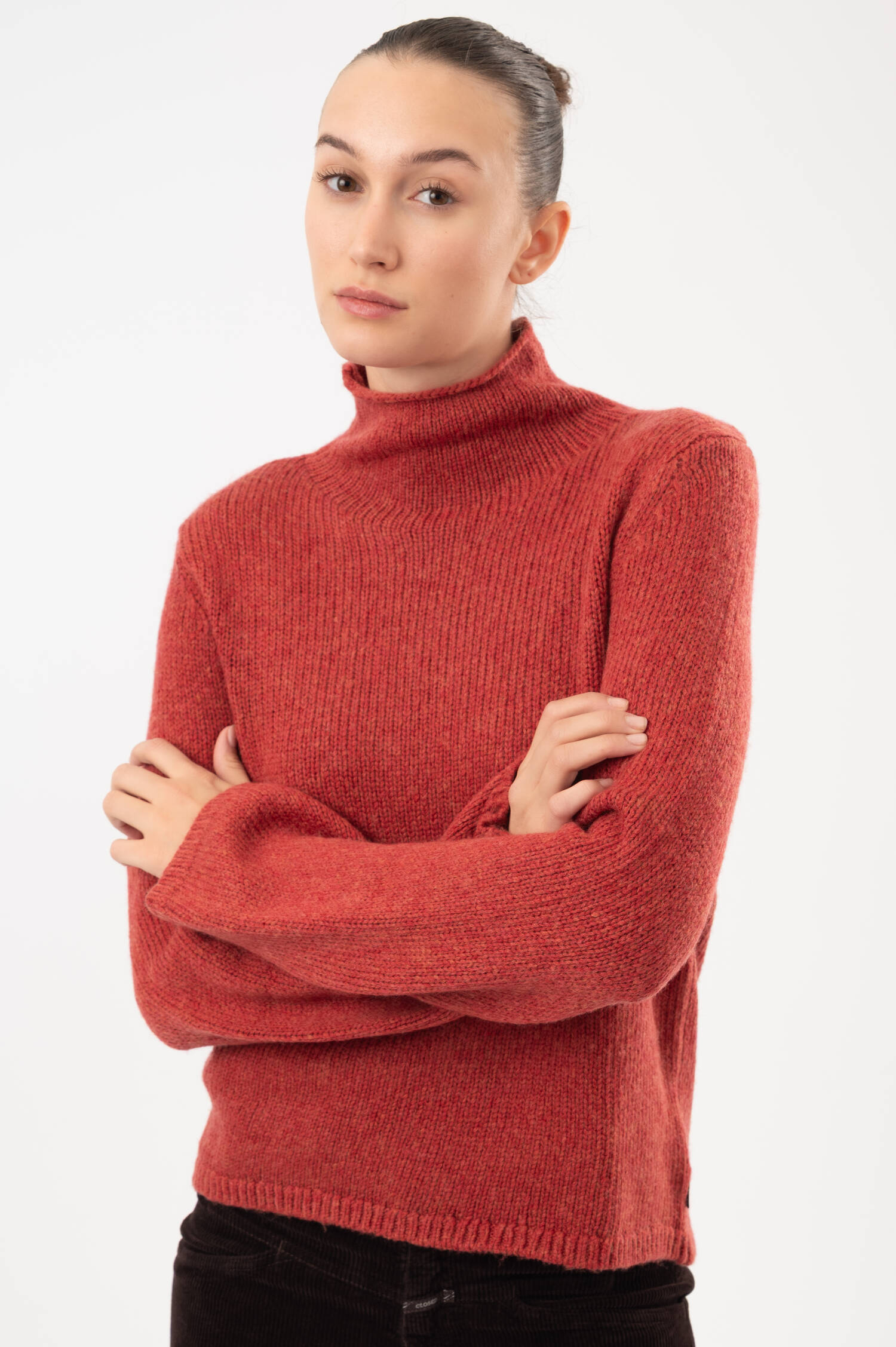 Stehkragen-Pullover KIRA in Orange meliert Stehkragen-Pullover KIRA in Orange meliert