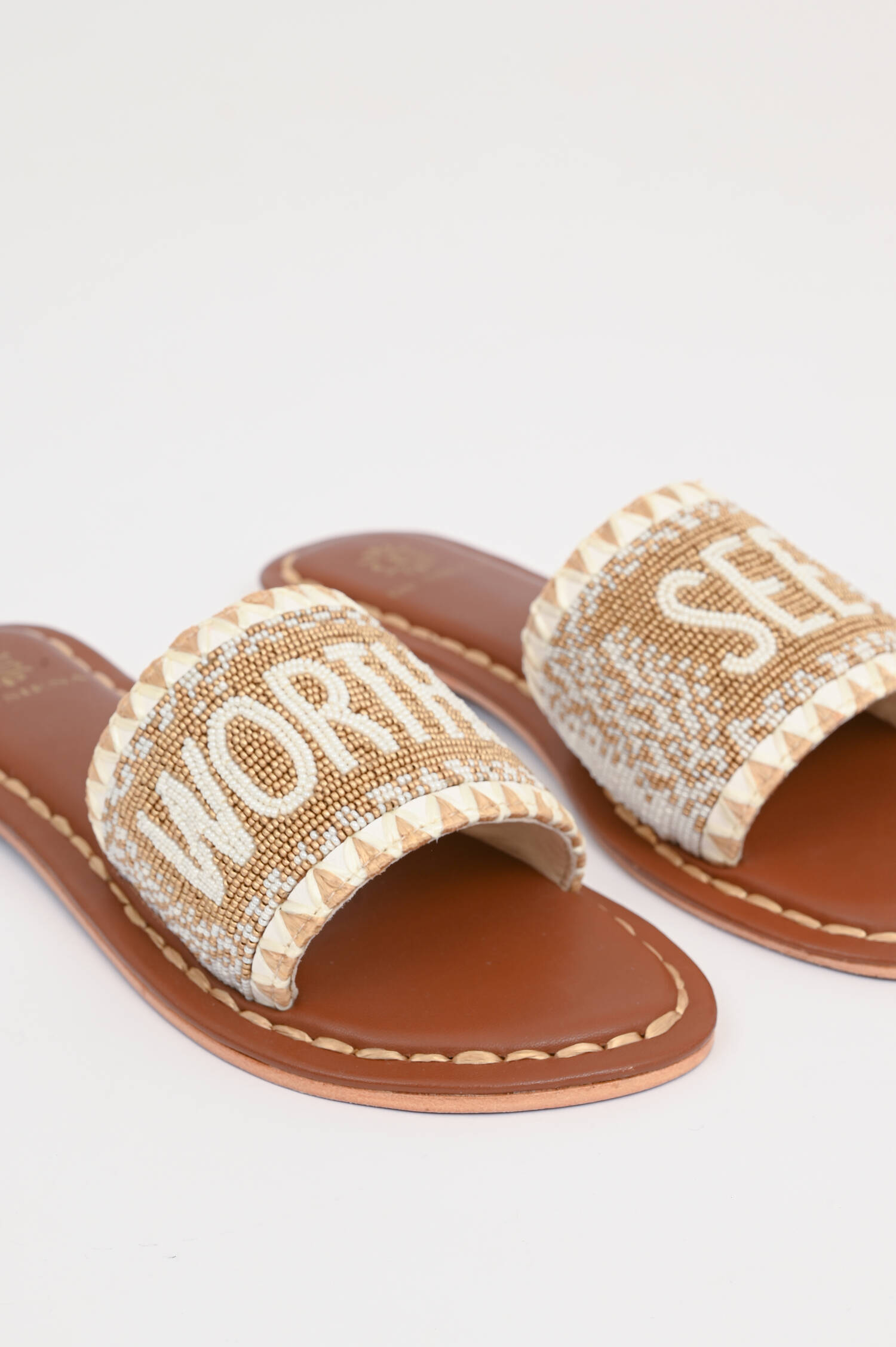 Pantoletten WÖRTHERSEE in Gold/Off-White