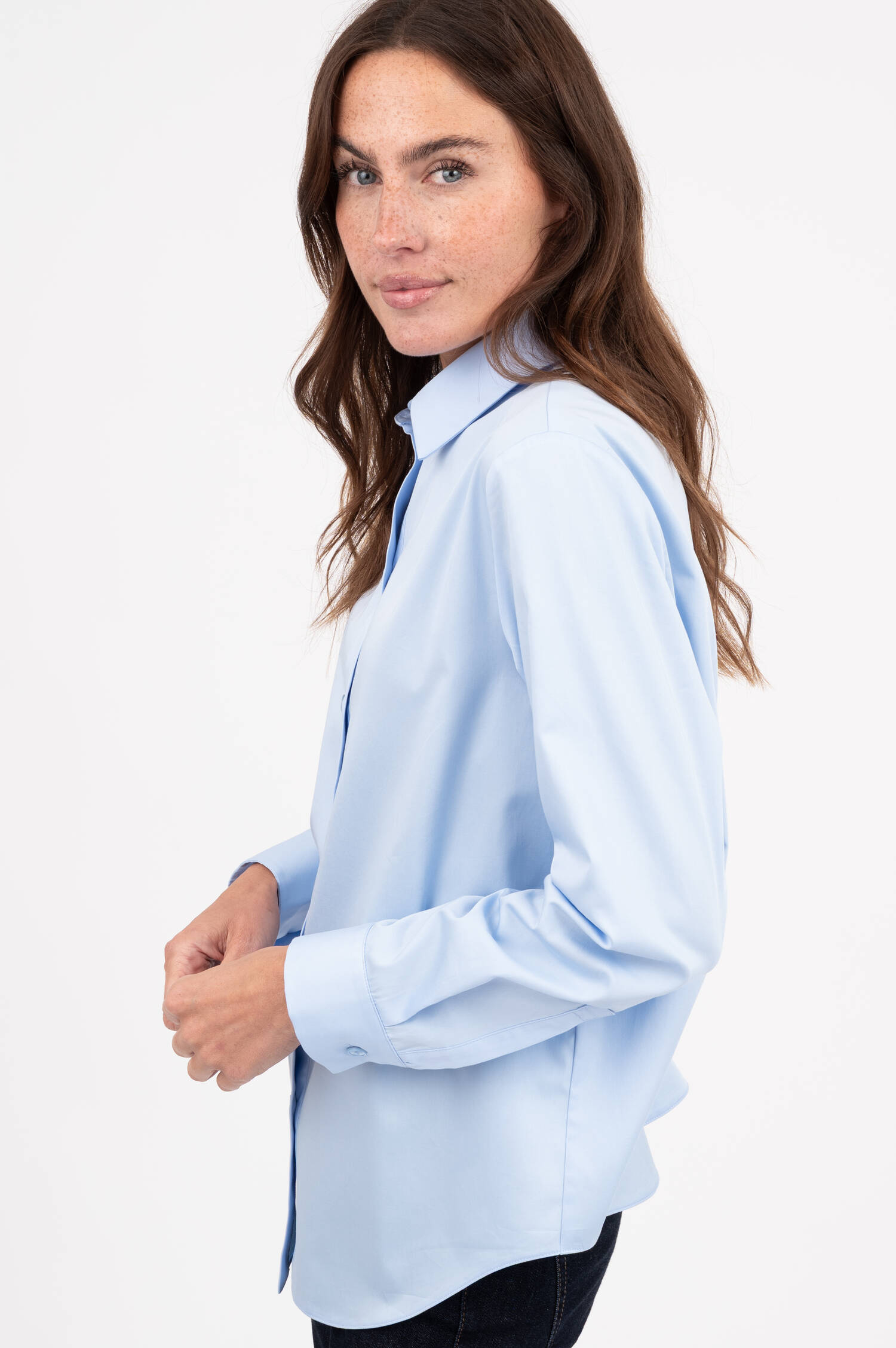 Popeline Bluse FIACRE in Hellblau
