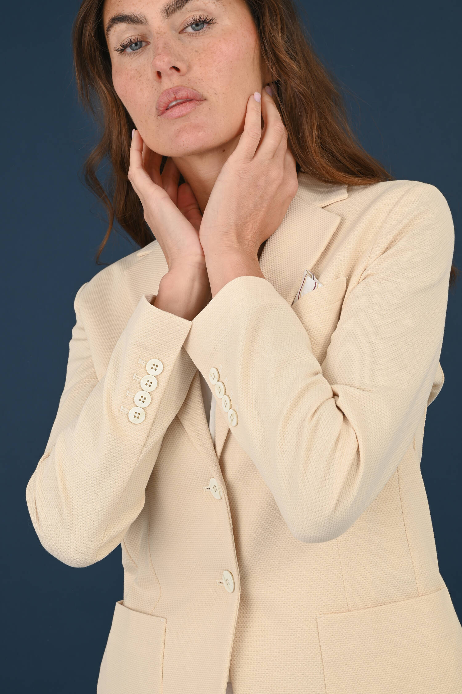 Einreihiger Oxford Blazer in Sugar Einreihiger Oxford Blazer in Sugar