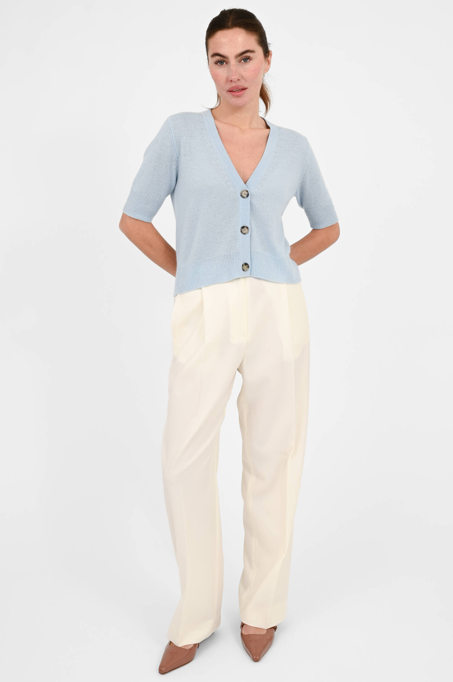 V-Ausschnitt Strickweste aus Cashmere in Blau V-Ausschnitt Strickweste aus Cashmere in Blau