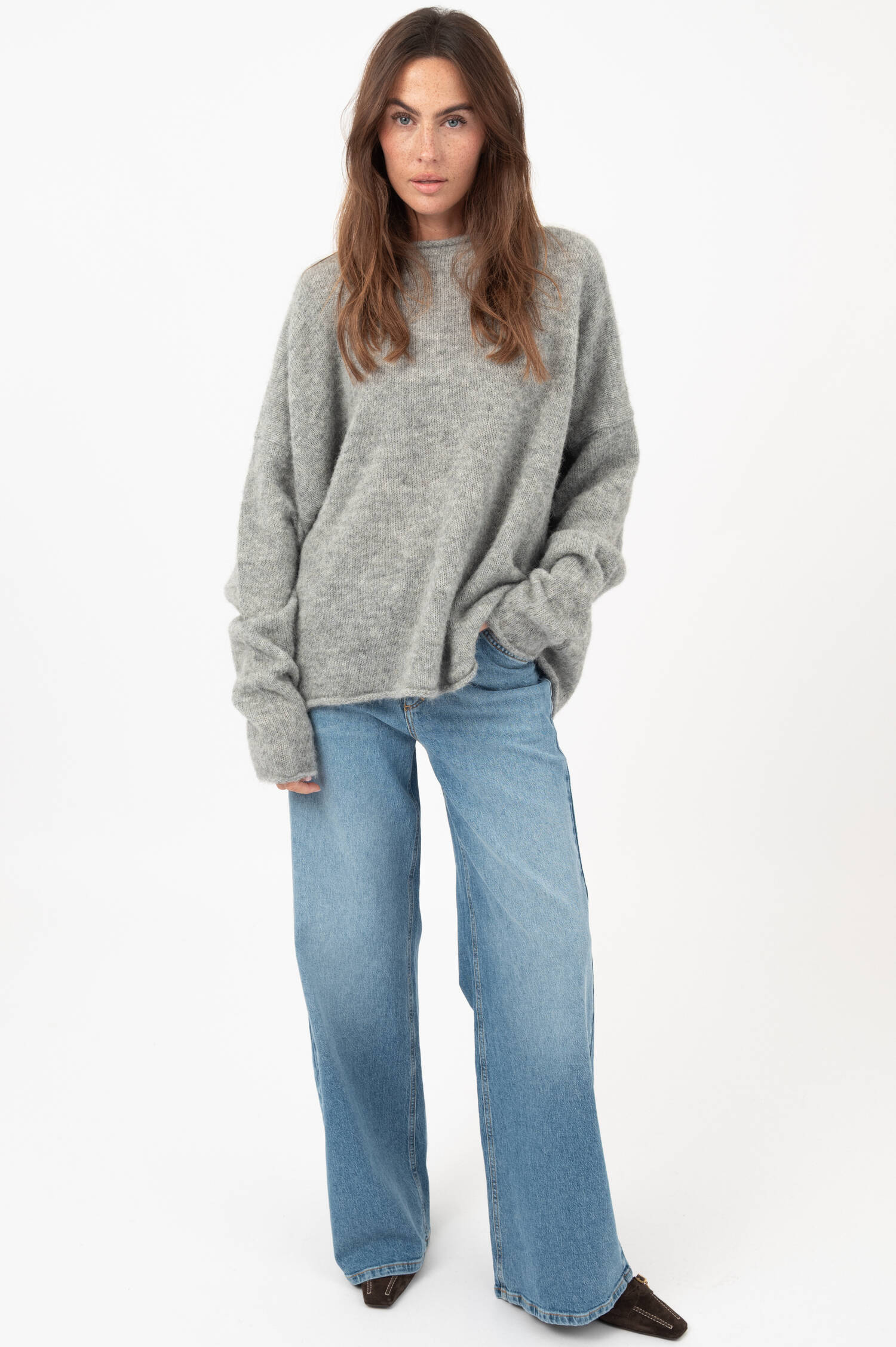 Alpaka-Mix-Pullover HELENA in Grau meliert Alpaka-Mix-Pullover HELENA in Grau meliert