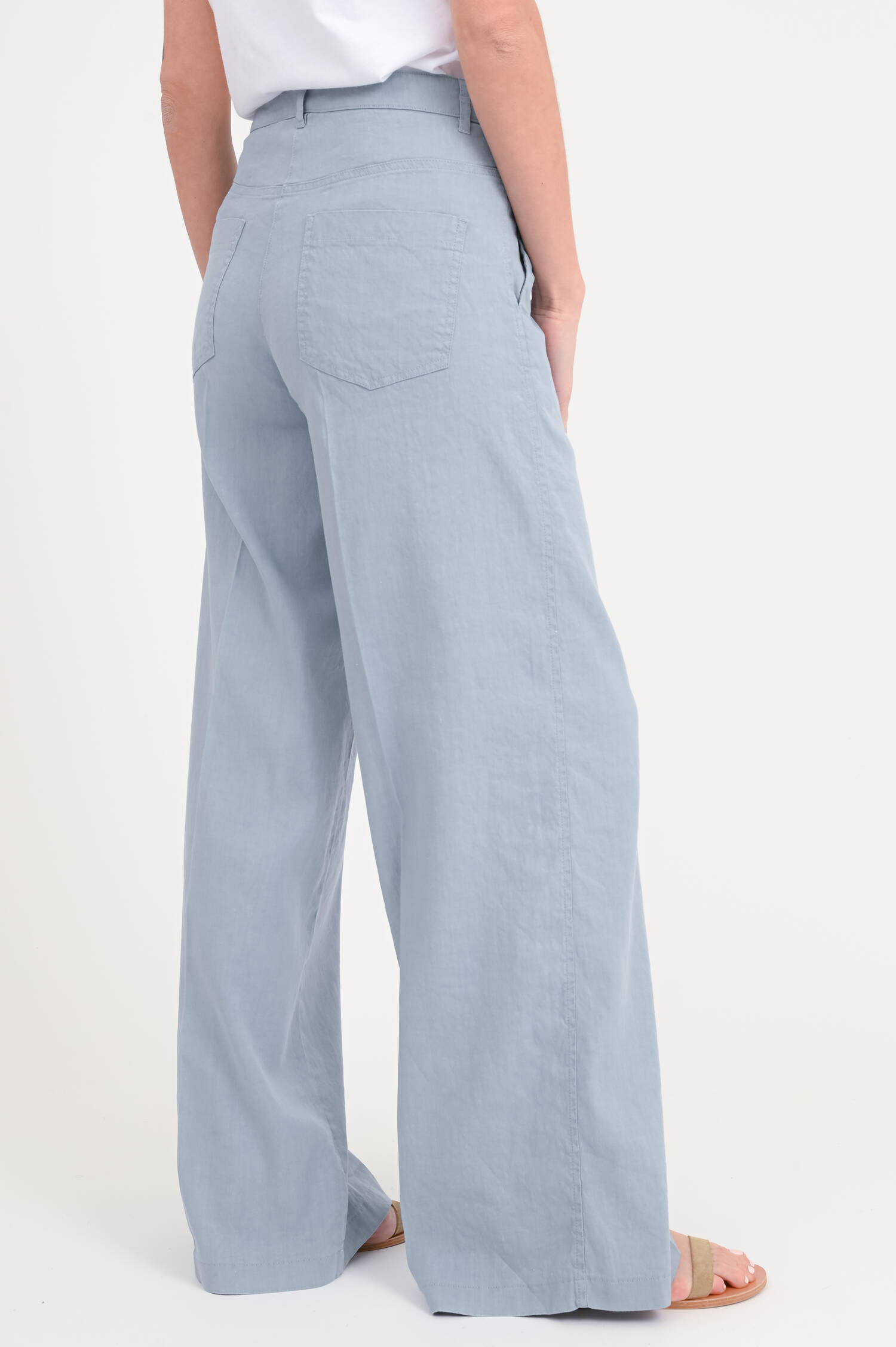 Wide-Leg Hose aus Leinen-Mix in Ocean Ash