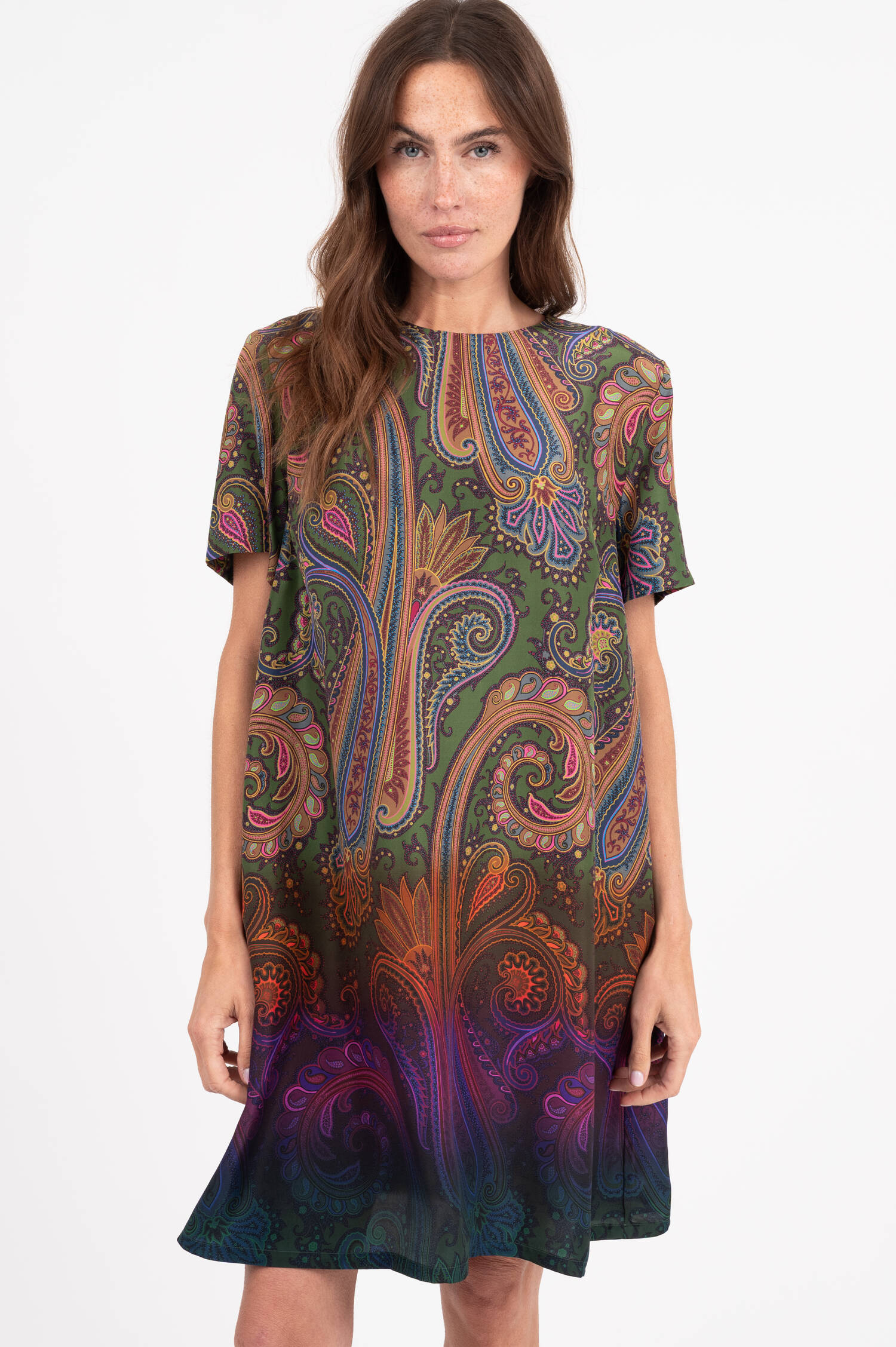Seidenkleid mit Paisley Print in Multicolor Seidenkleid mit Paisley Print in Multicolor