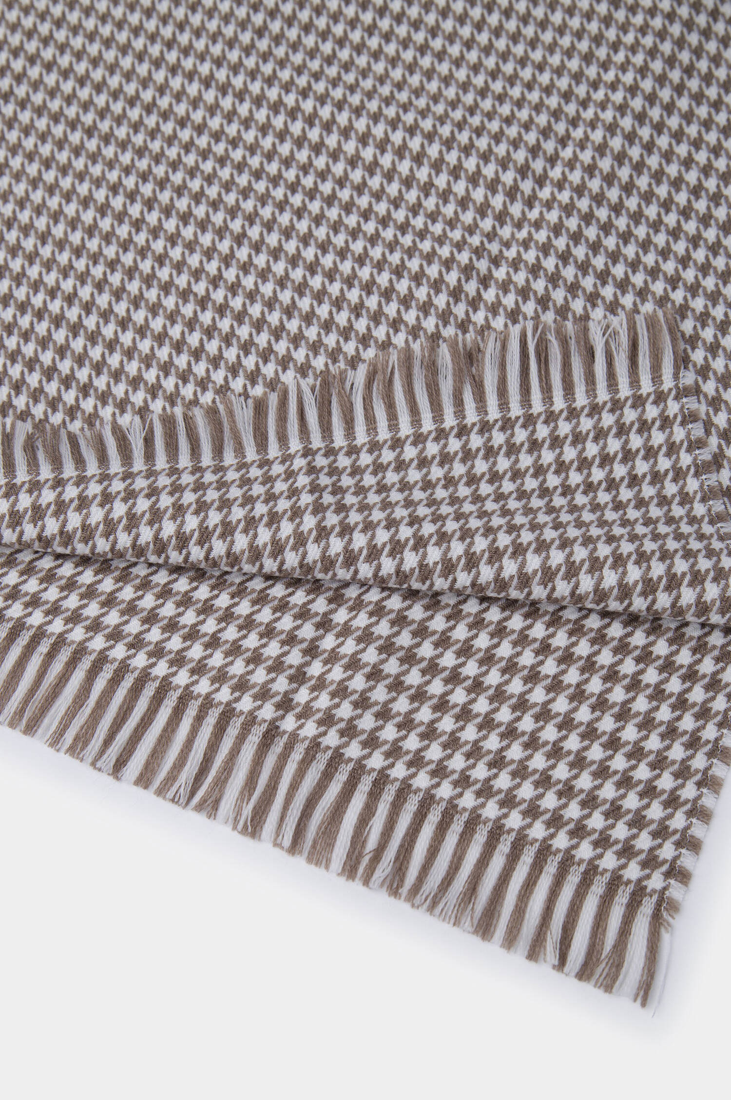 Schal aus reiner Merinowolle in Taupe/Rot