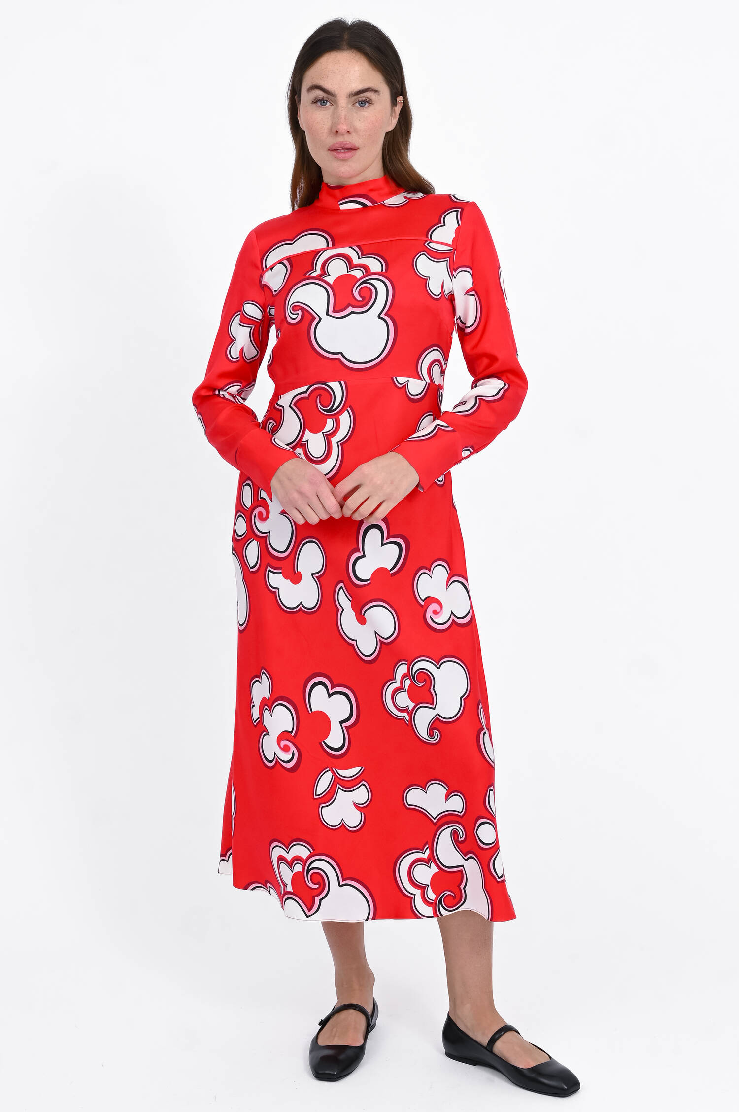 Midi-Kleid aus Viskose-Mix in Rot Midi-Kleid aus Viskose-Mix in Rot