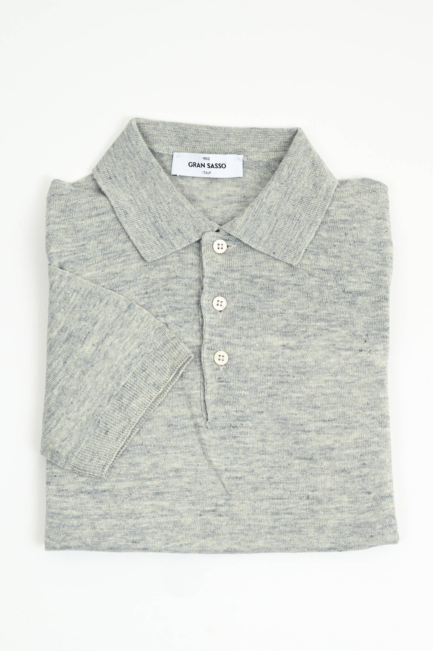 Poloshirt aus Leinen in Hellgrau meliert Poloshirt aus Leinen in Hellgrau meliert