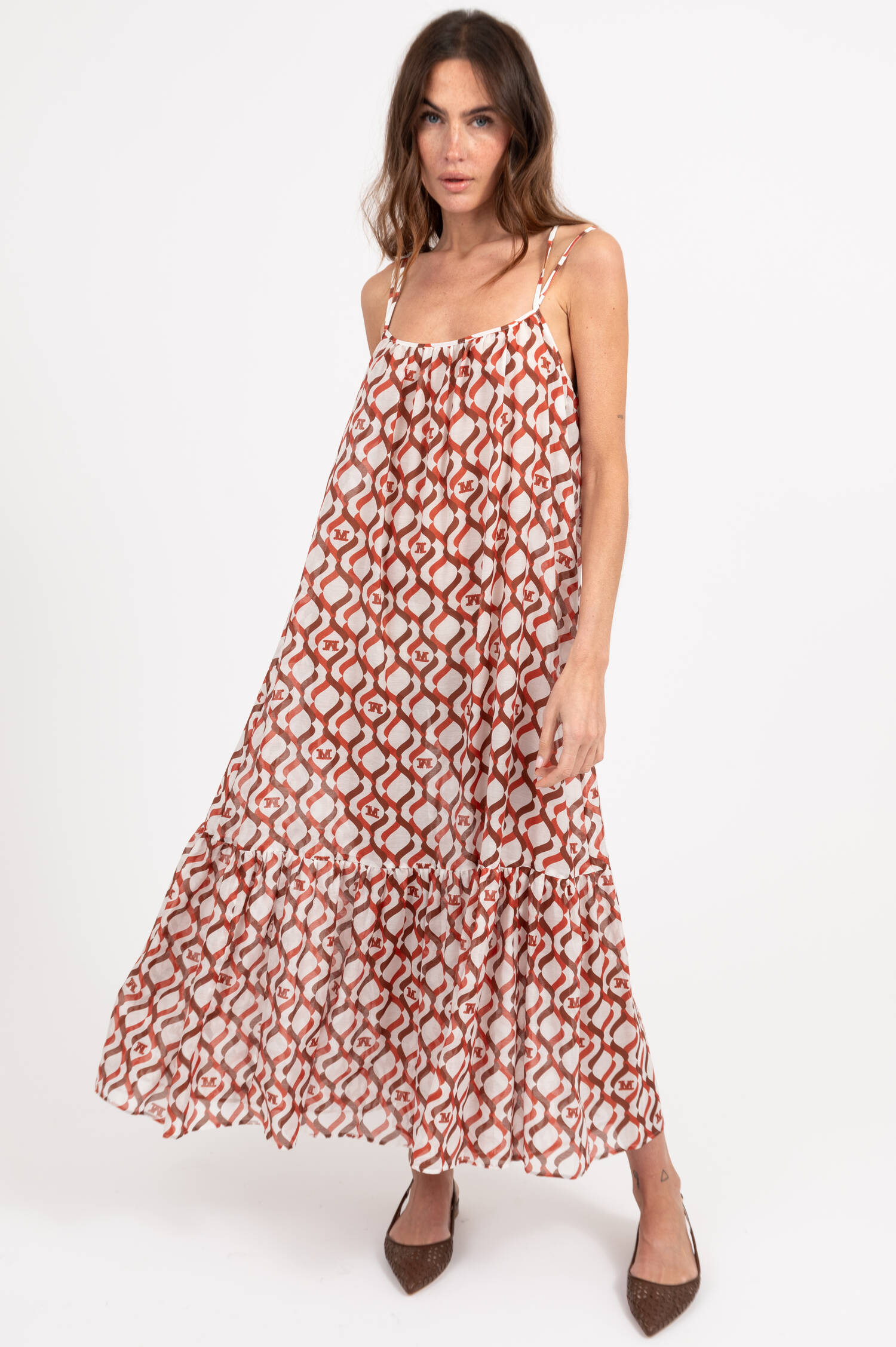 Kleid ALISSO mit Allover Print in Weiß/Rot