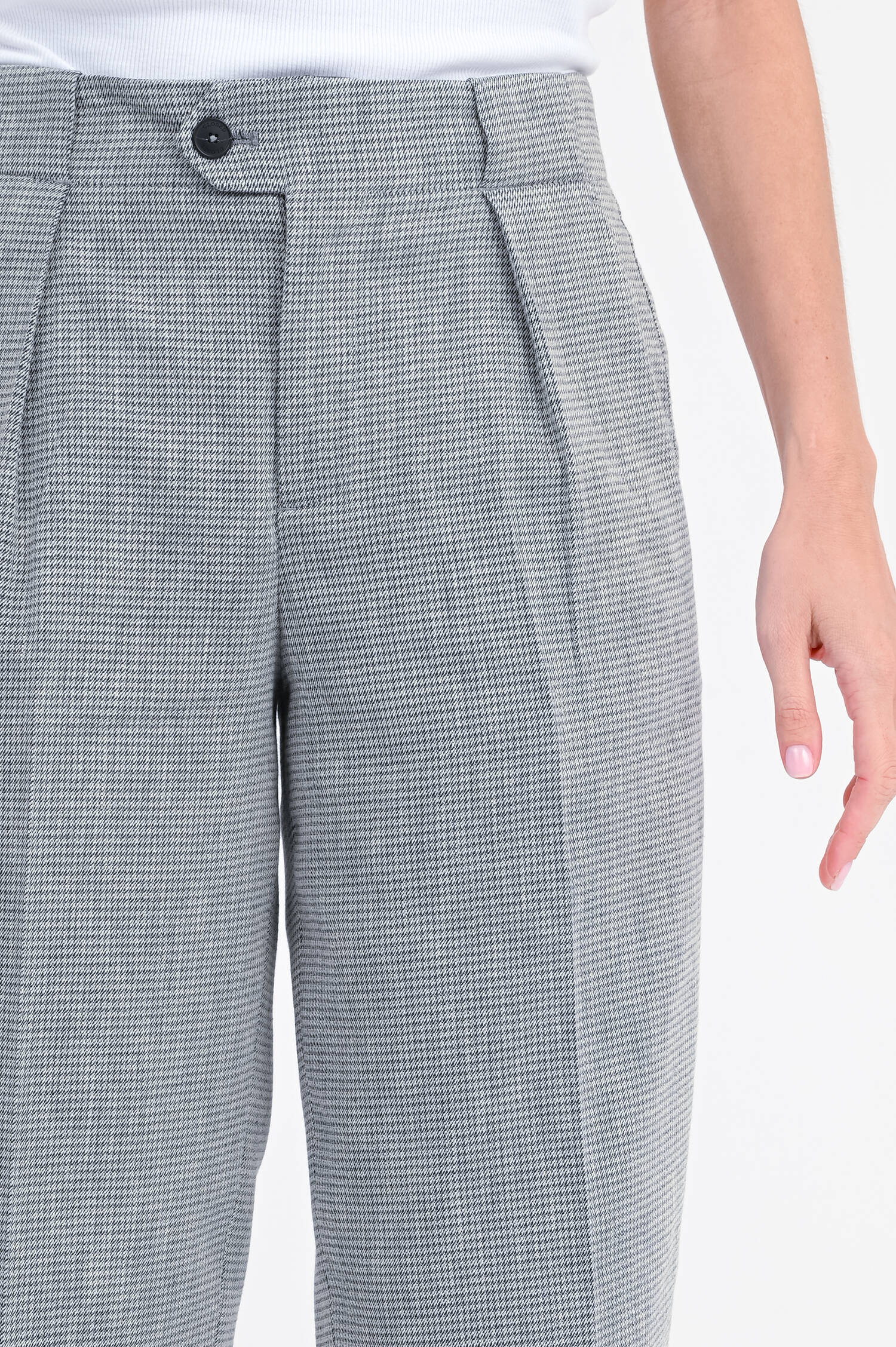 Hahnentritt-Hose MAWSON in Grau/Creme