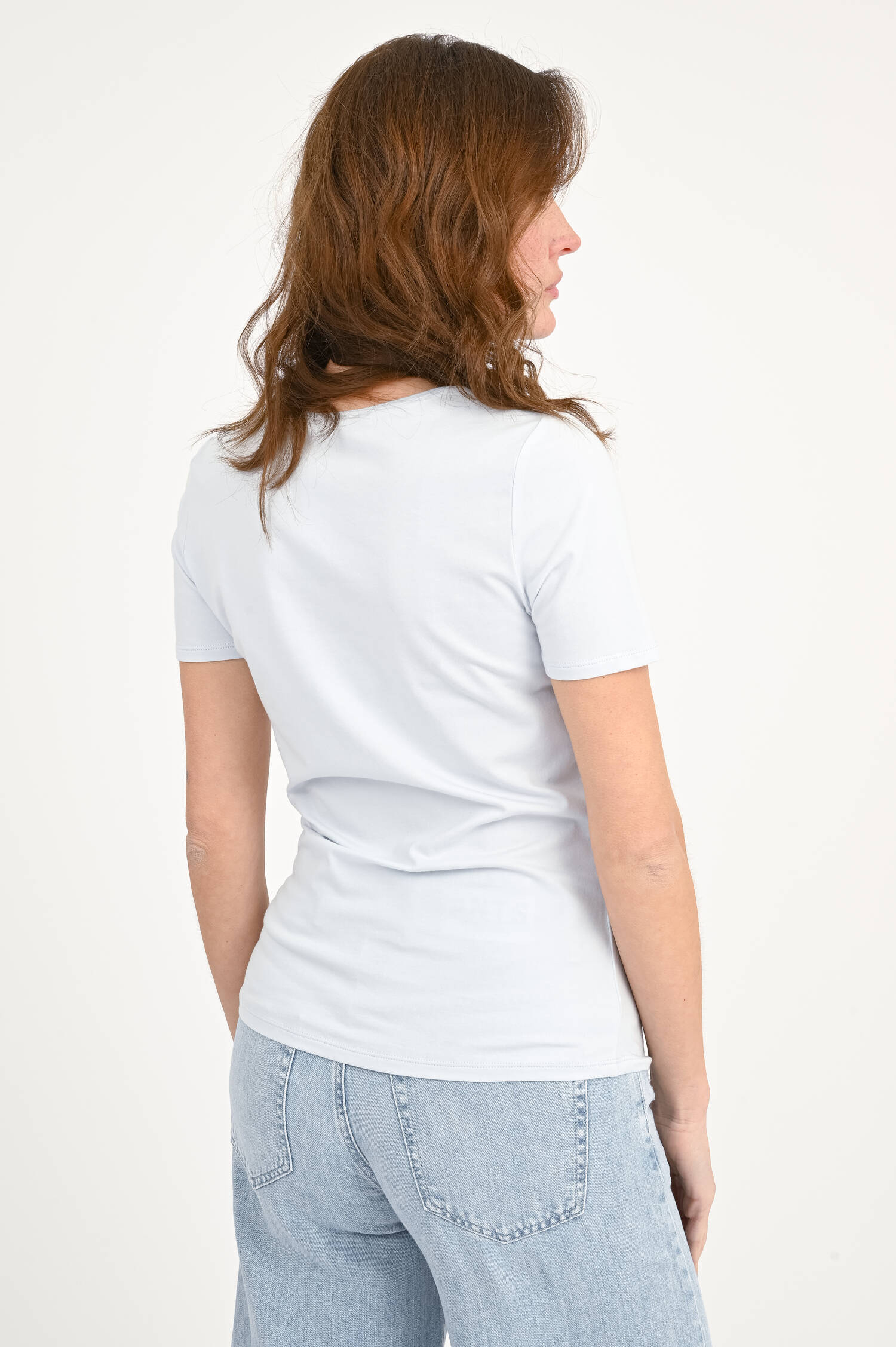  Baumwoll-Shirt mit Rundhalsausschnitt in Hellblau