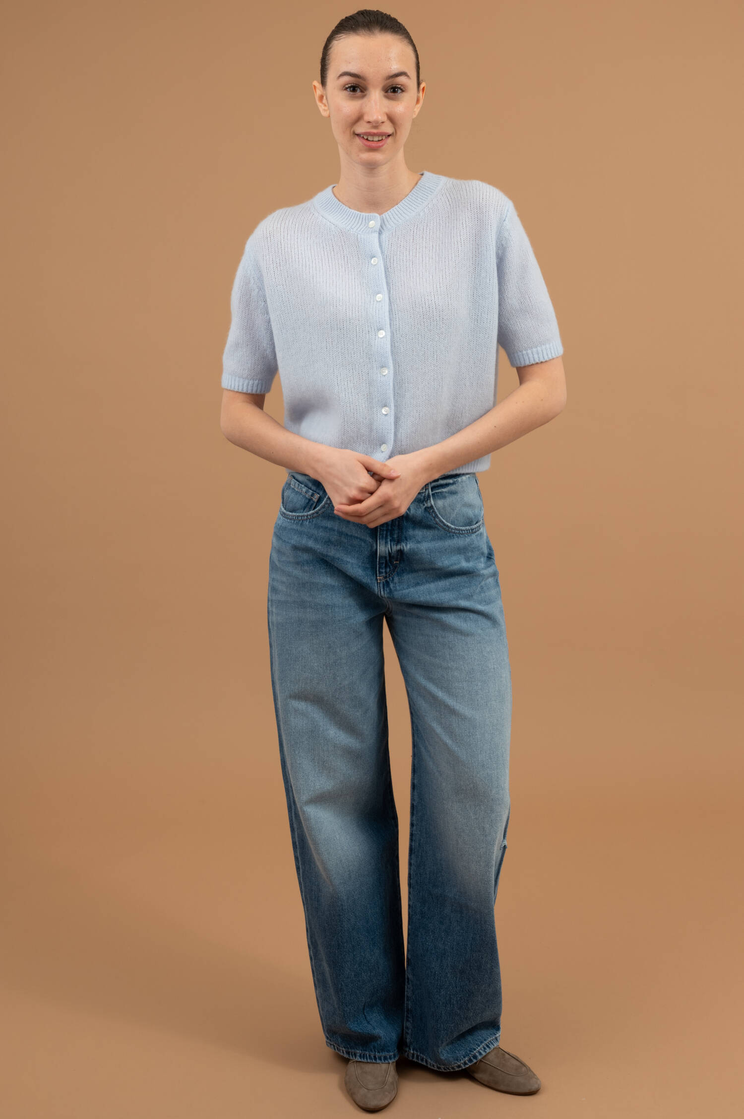 Cashmere Strickweste in Fresh Blue