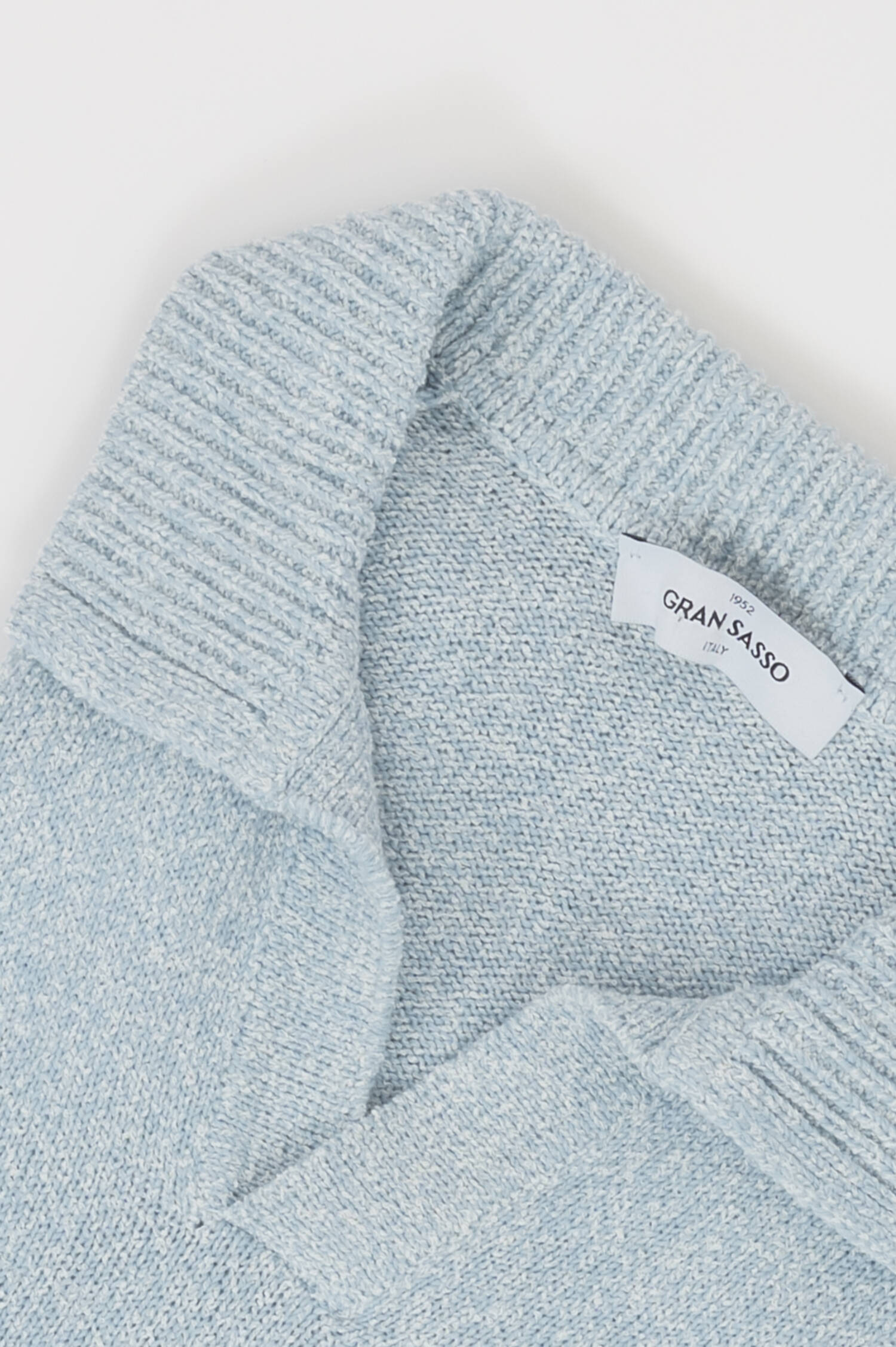 Strick Poloshirt in Hellblau meliert