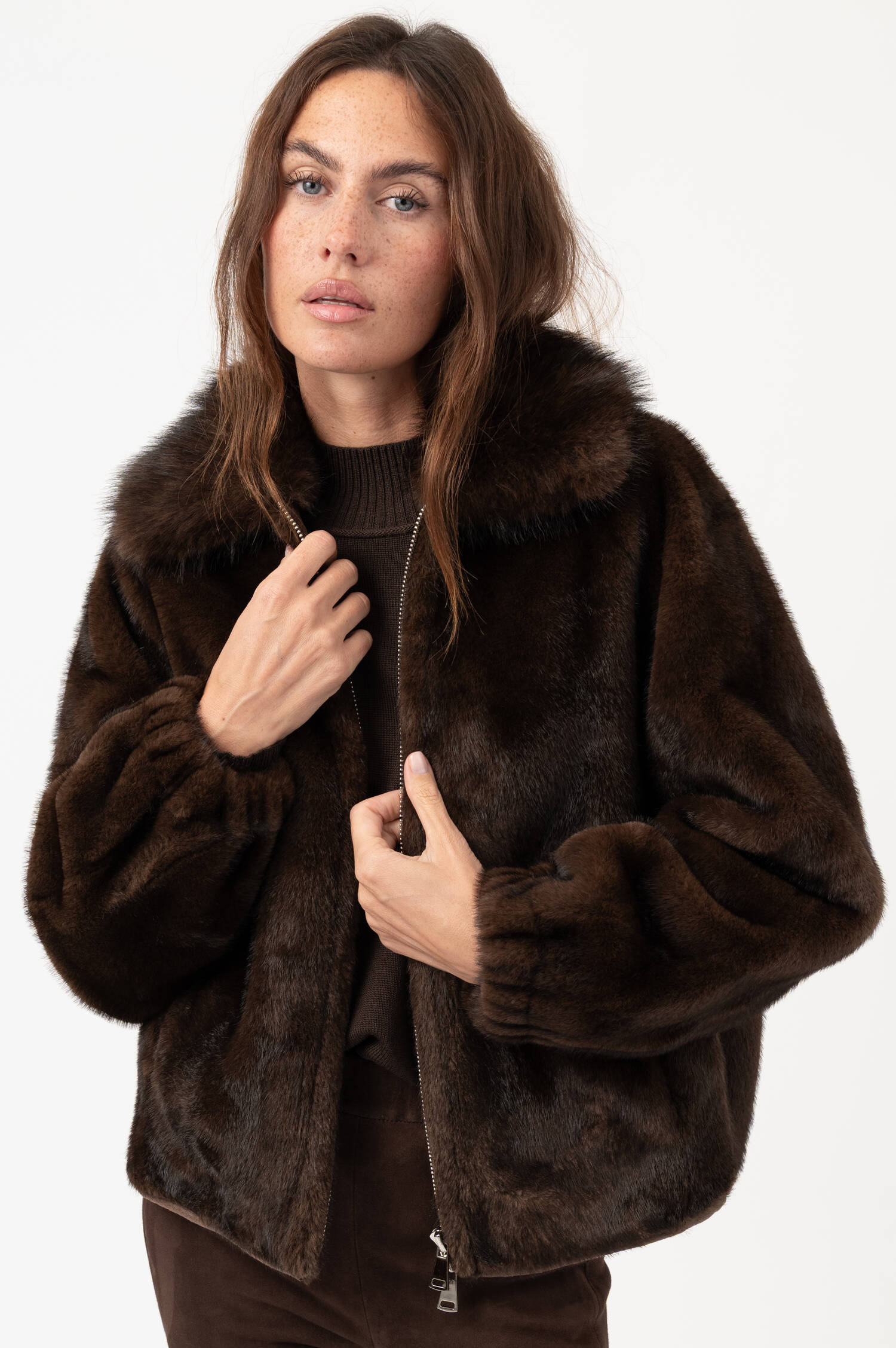 Faux-Fur-Jacke MINK in Braun Faux-Fur-Jacke MINK in Braun