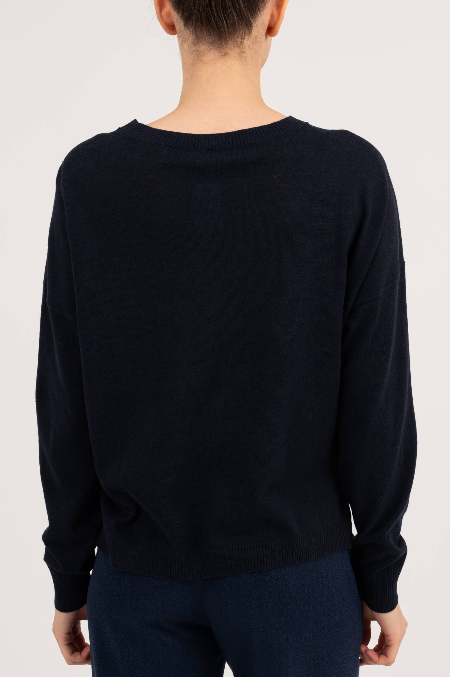 Pullover aus Leinen-Mix in Navy