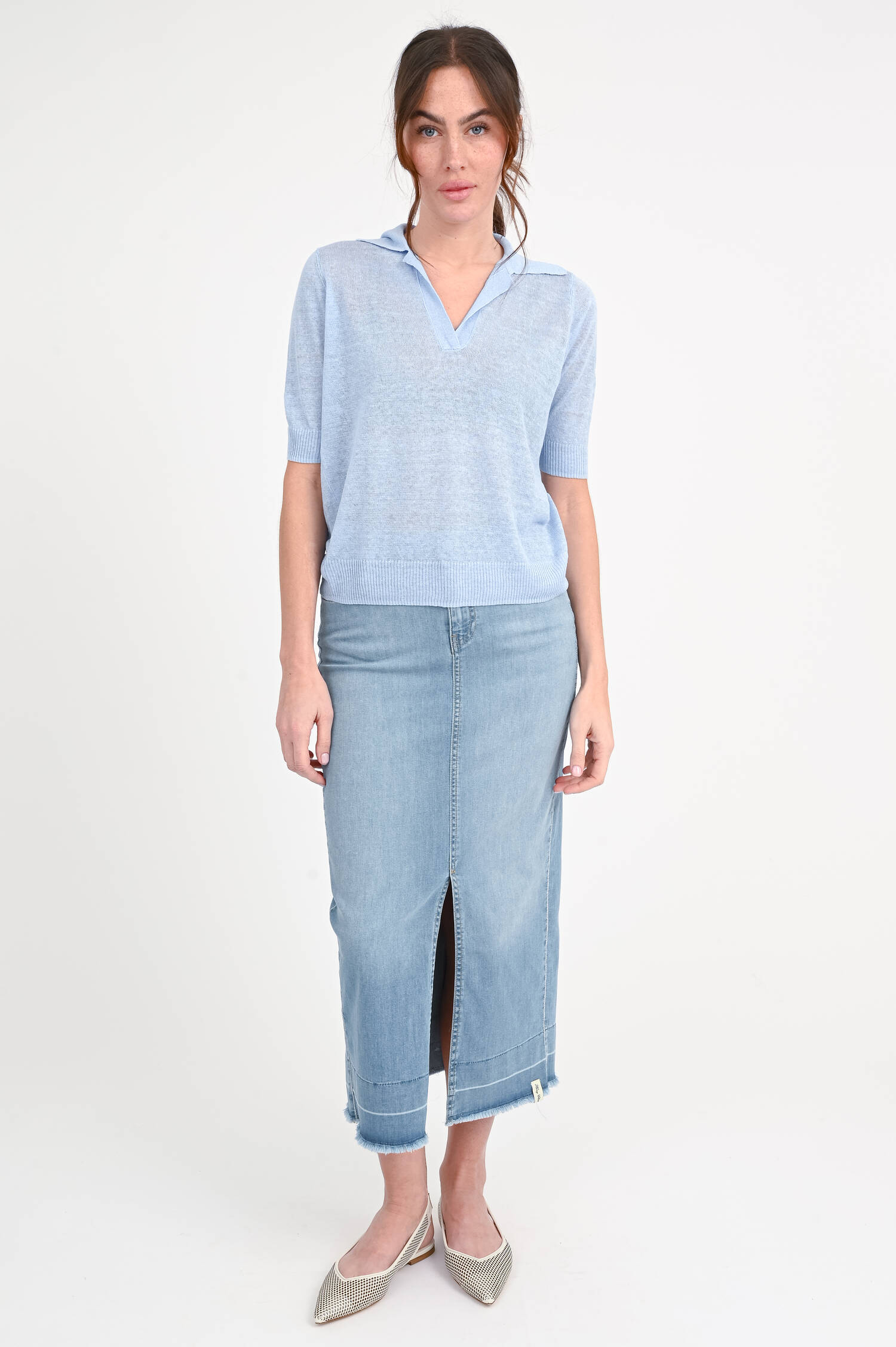 Kurzarm-Polo ALBERTA in Hellblau