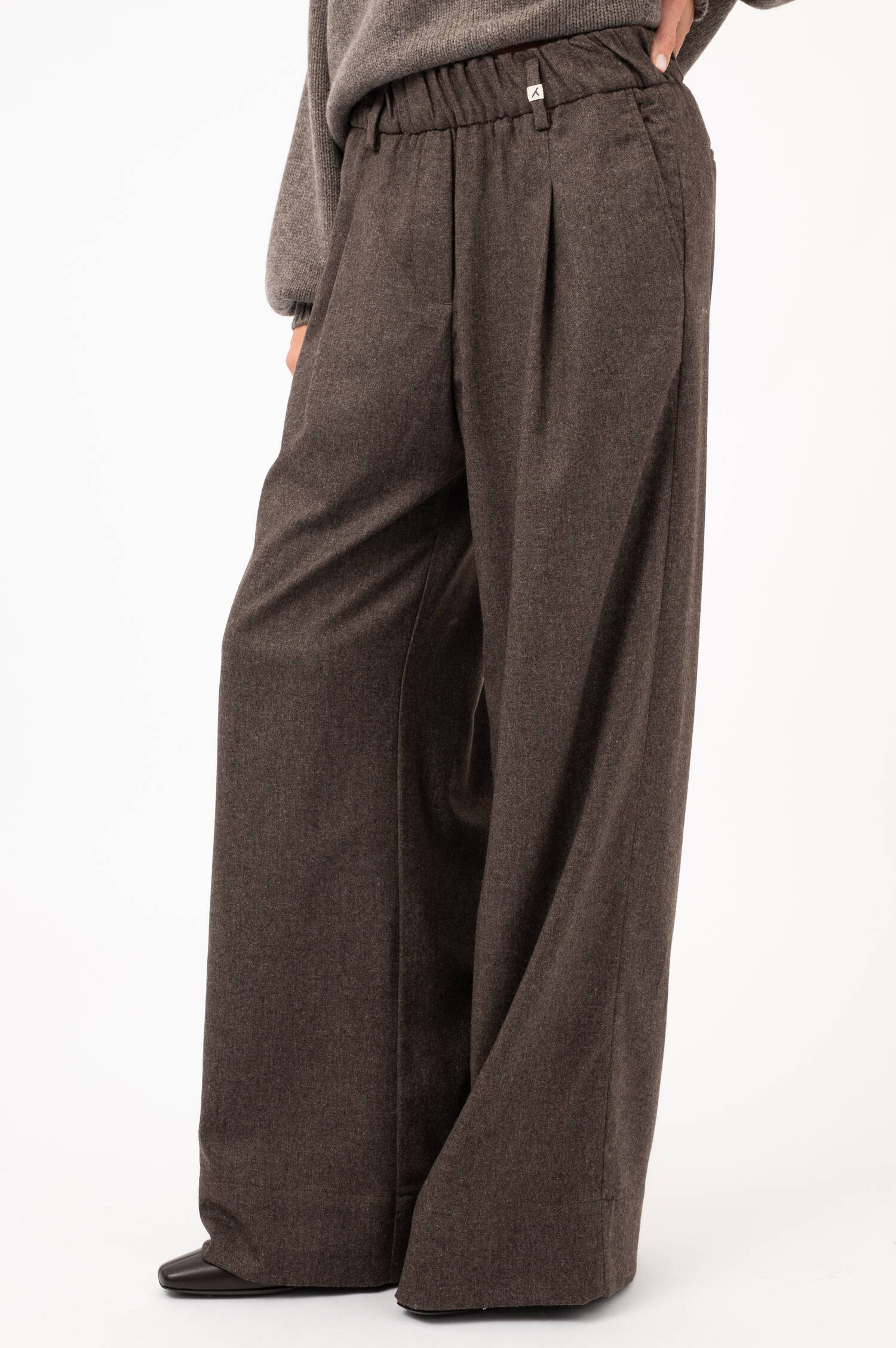 Schlupfhose in Braun meliert