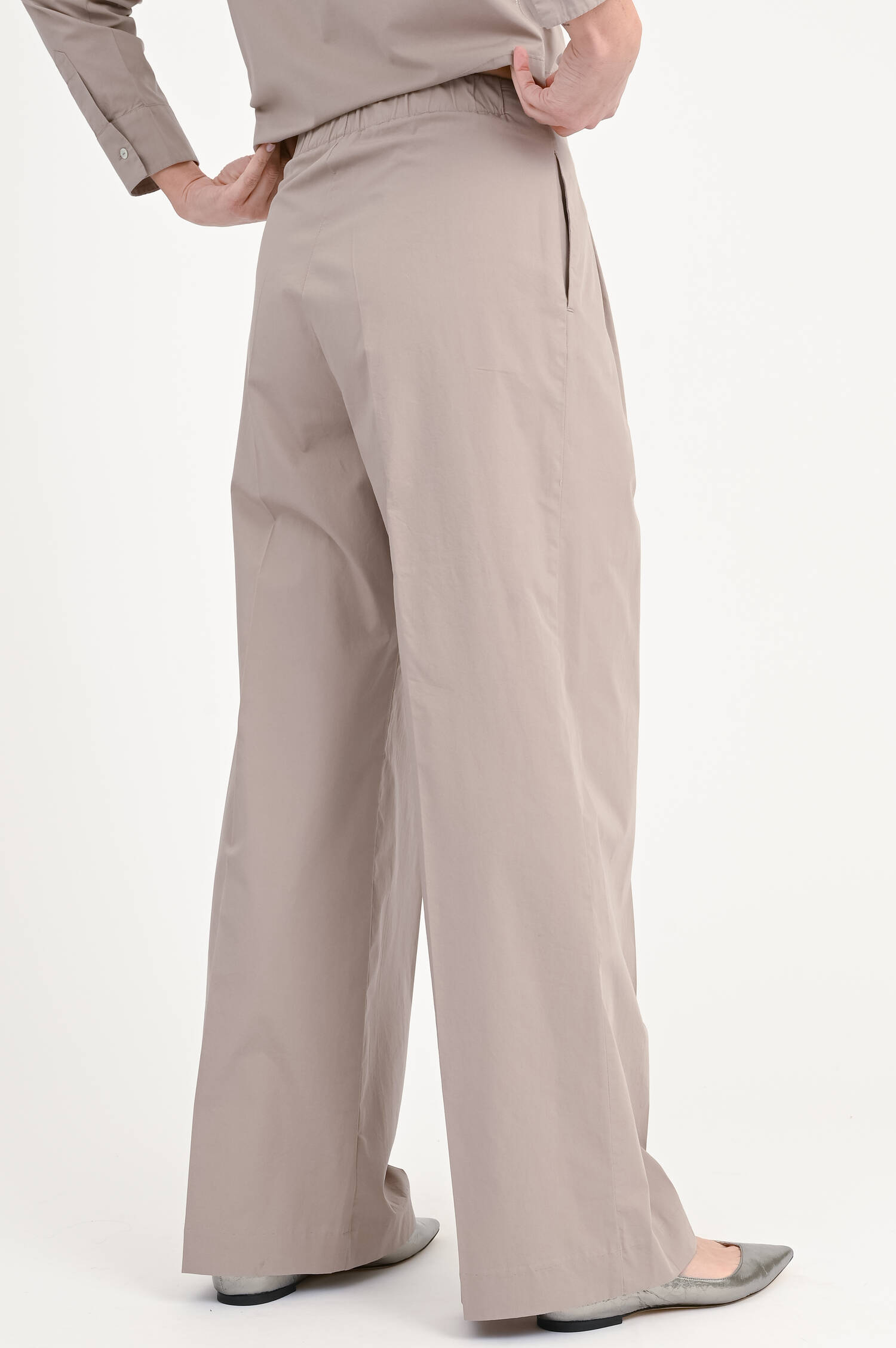Wide-Leg Hose aus Baumwolle in Taupe Wide-Leg Hose aus Baumwolle in Taupe