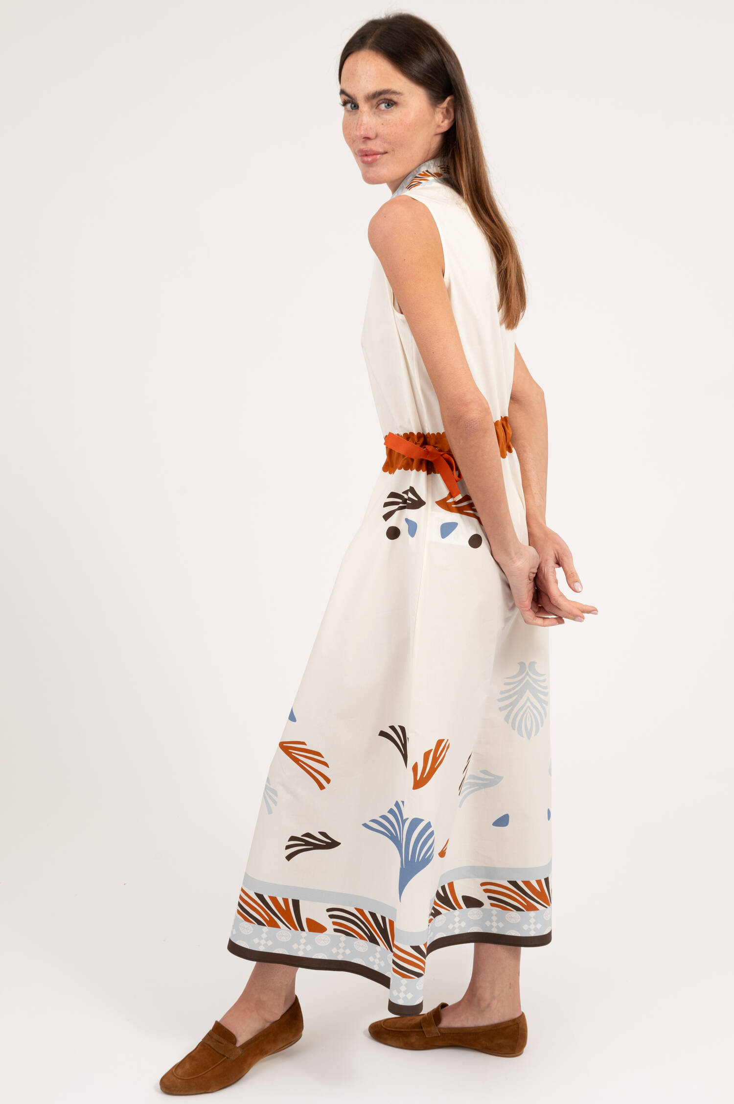 Kleid mit Print in Weiß