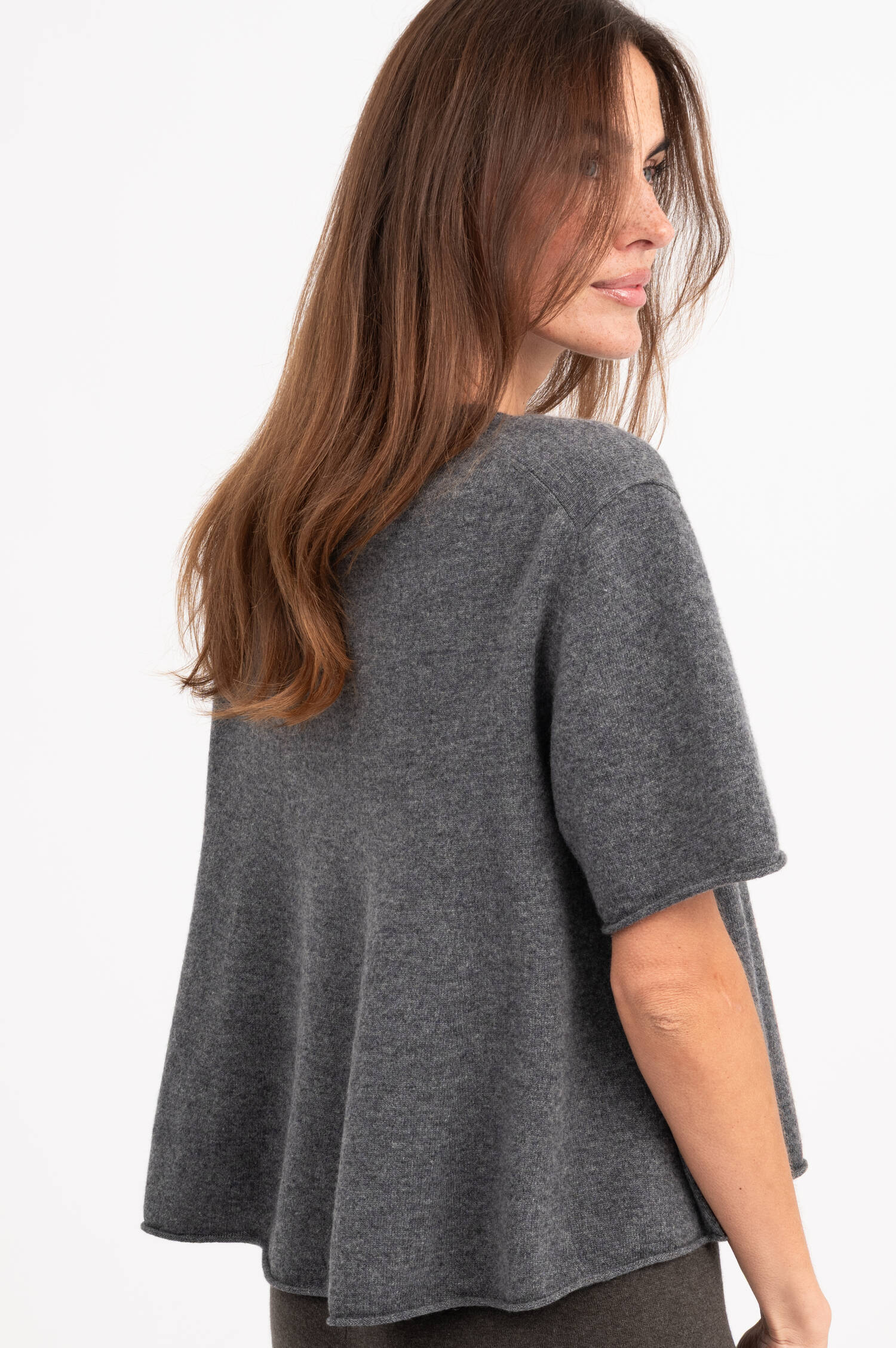 Cashmere T-Shirt LIRU in Grau meliert Cashmere T-Shirt LIRU in Grau meliert
