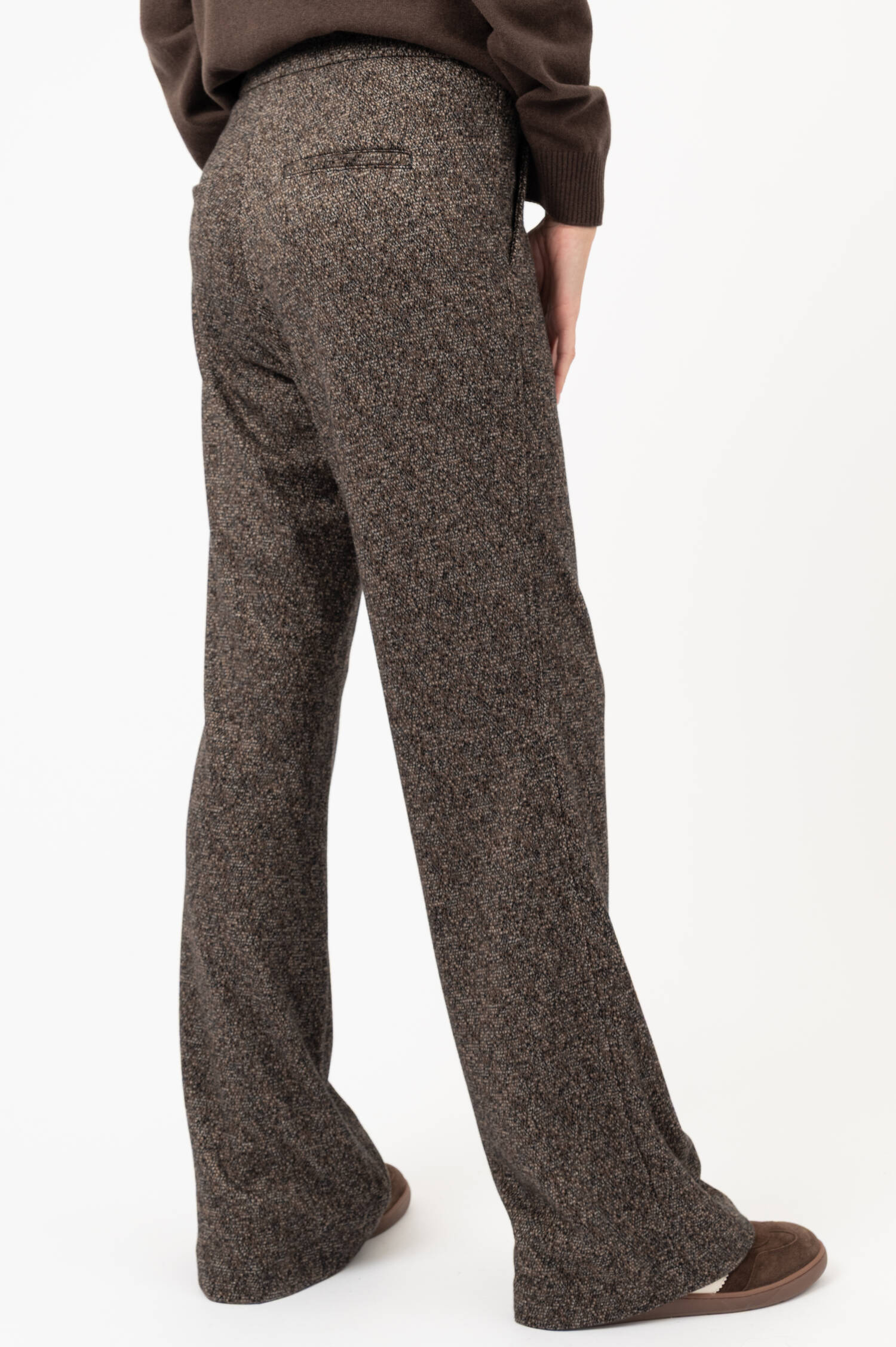 Tweed-Schlupfhose in Oliv-Beige meliert Tweed-Schlupfhose in Oliv-Beige meliert