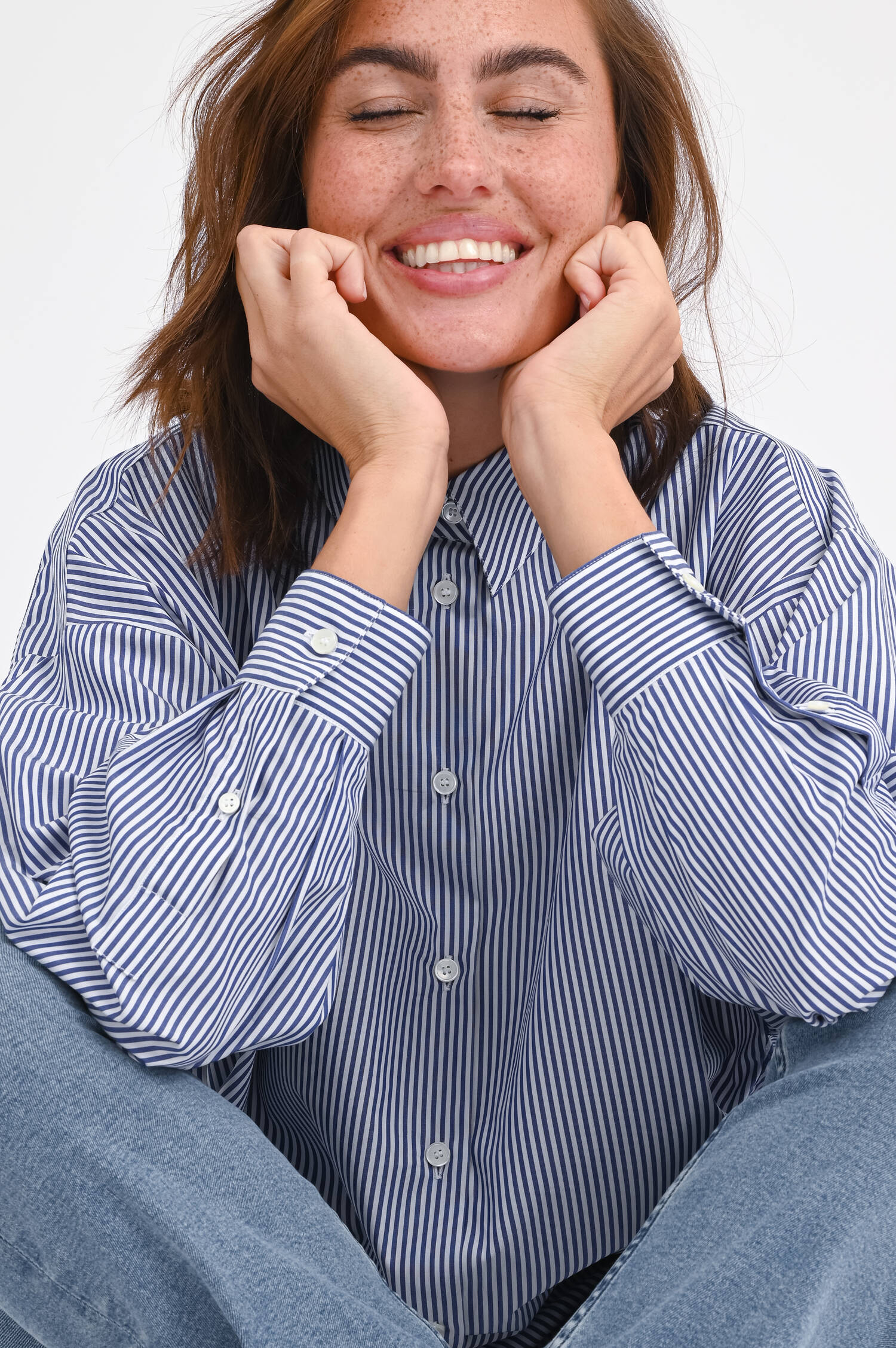 Oversize-Bluse GIORGIA in Navy/Weiß gestreift