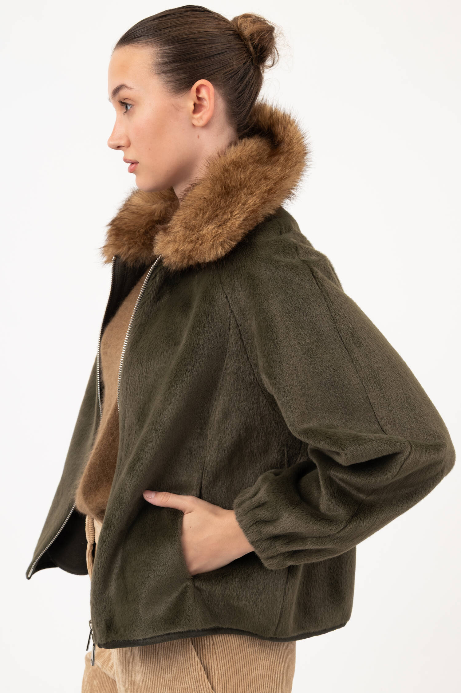 Faux-Fur-Jacke MIMI in Grün Faux-Fur-Jacke MIMI in Grün