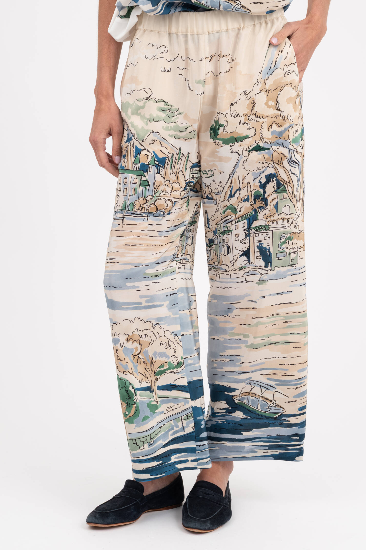 Seiden-Culotte CURVA mit Print in Creme Seiden-Culotte CURVA mit Print in Creme