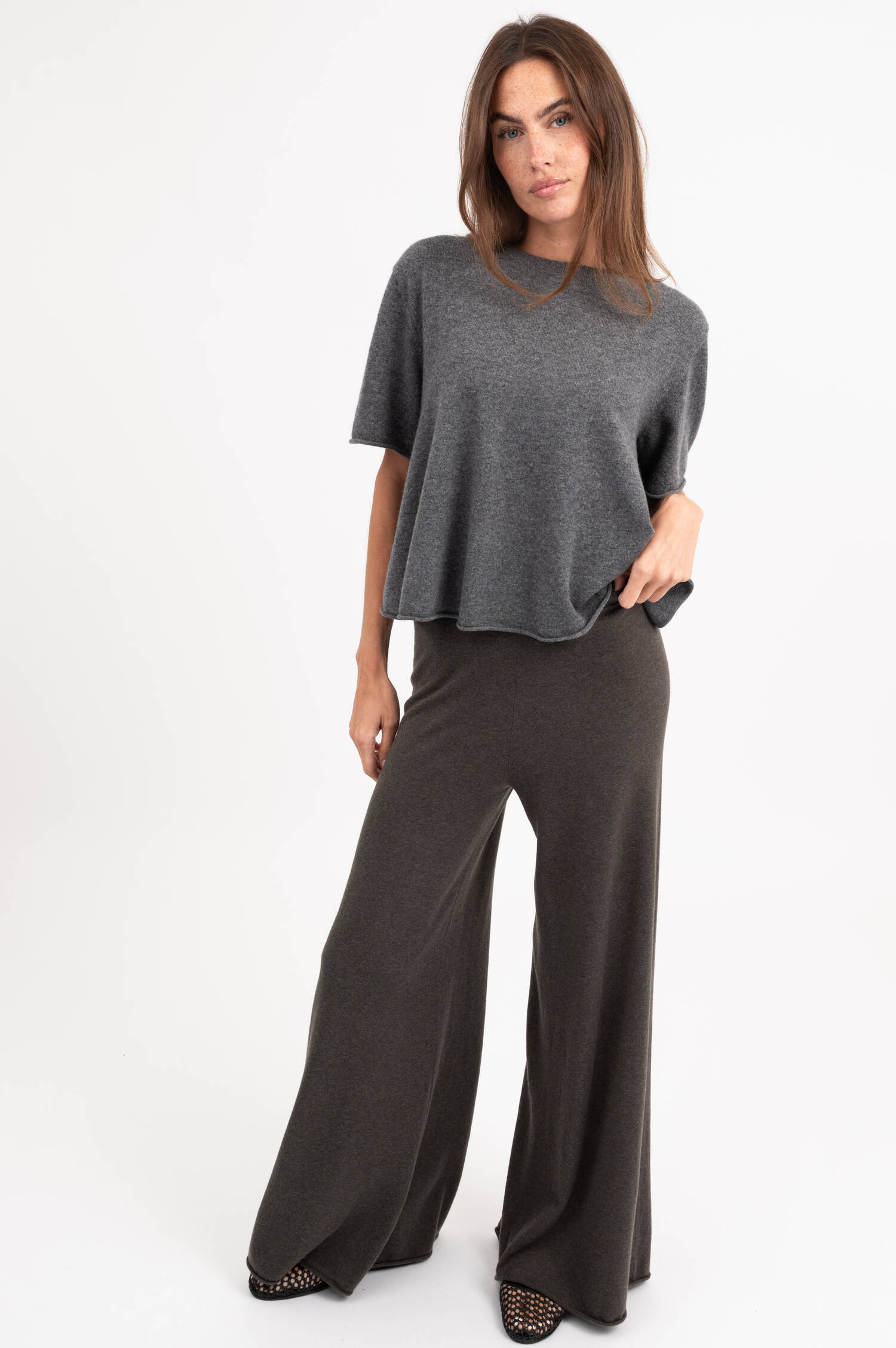 Cashmere T-Shirt LIRU in Grau meliert Cashmere T-Shirt LIRU in Grau meliert