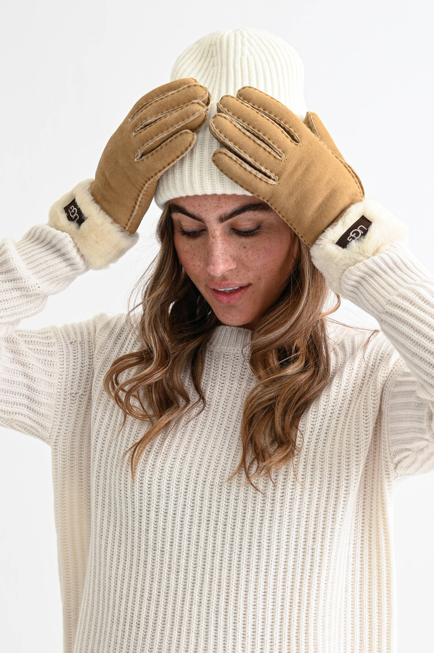 Lammfell Handschuhe TURN CUFF in Chestnut