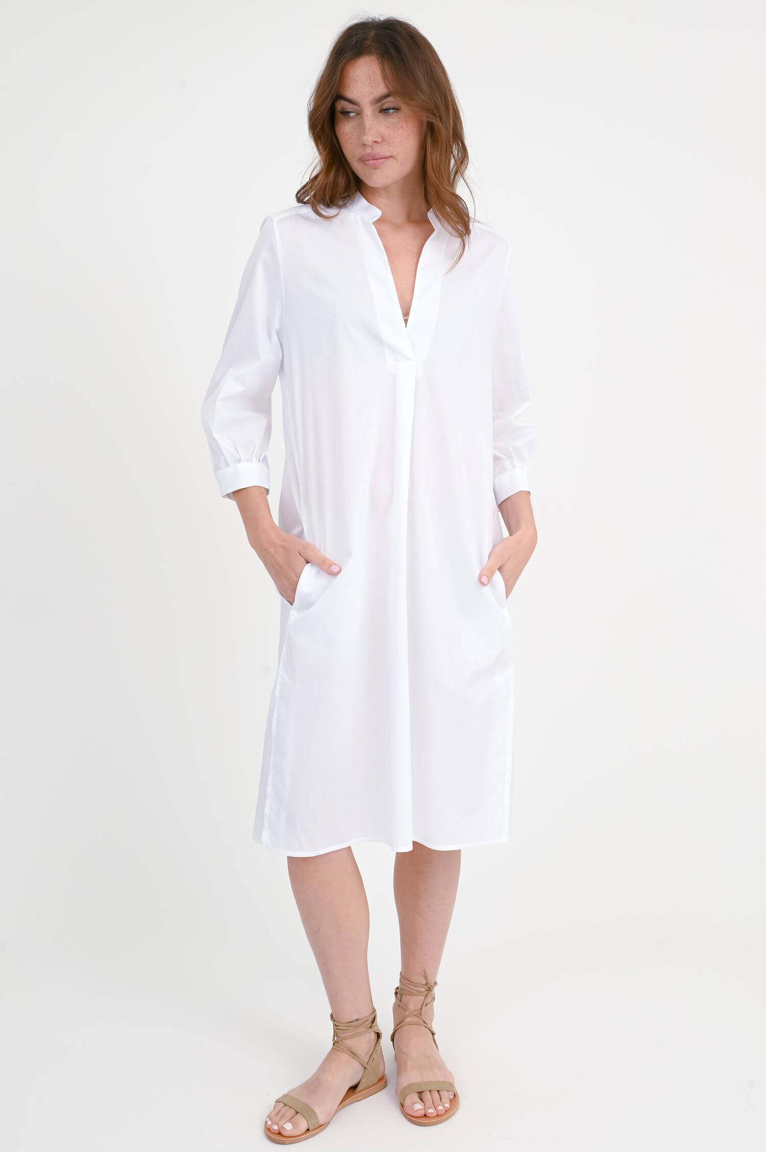 Blusenkleid OPAL mit Stehkragen in Weiß